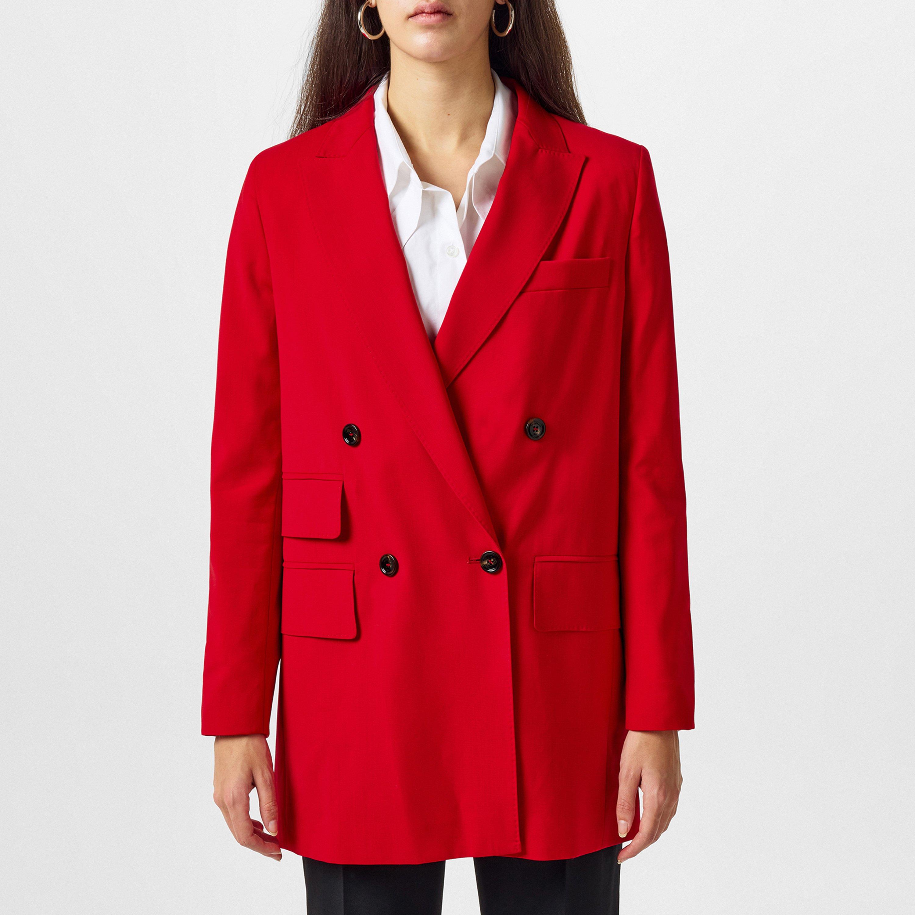 Red - Max Mara - Women's Nebbie Virgin Wool Long Sleeve Double-Breasted Blazer - 1