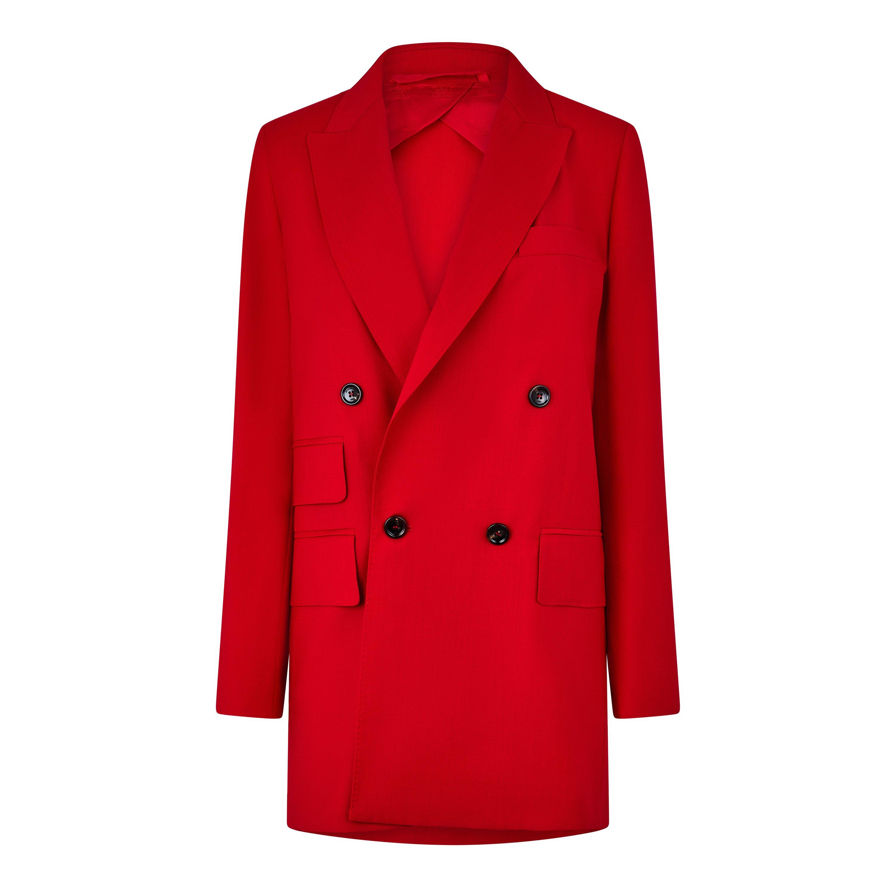 Red - Max Mara - Women's Nebbie Virgin Wool Long Sleeve Double-Breasted Blazer - 5