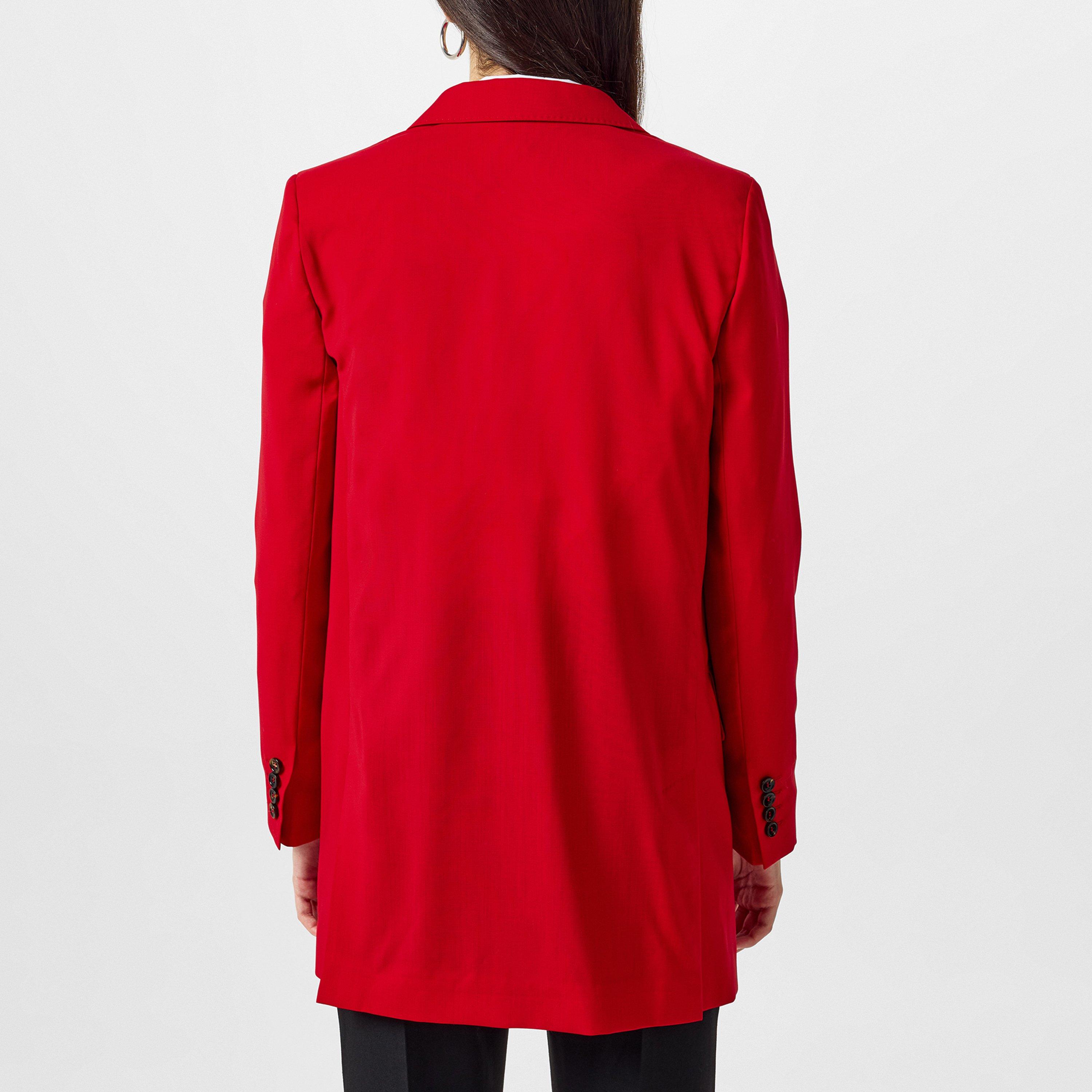 Red - Max Mara - Women's Nebbie Virgin Wool Long Sleeve Double-Breasted Blazer - 3