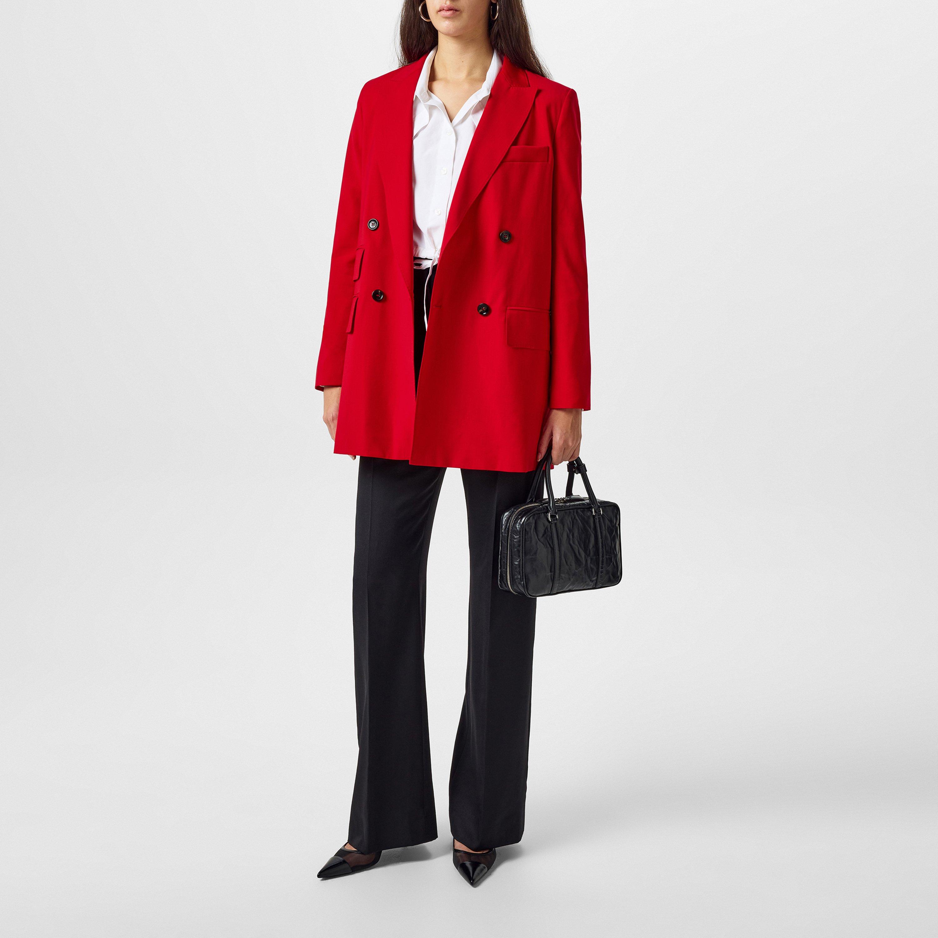 Red - Max Mara - Women's Nebbie Virgin Wool Long Sleeve Double-Breasted Blazer - 4