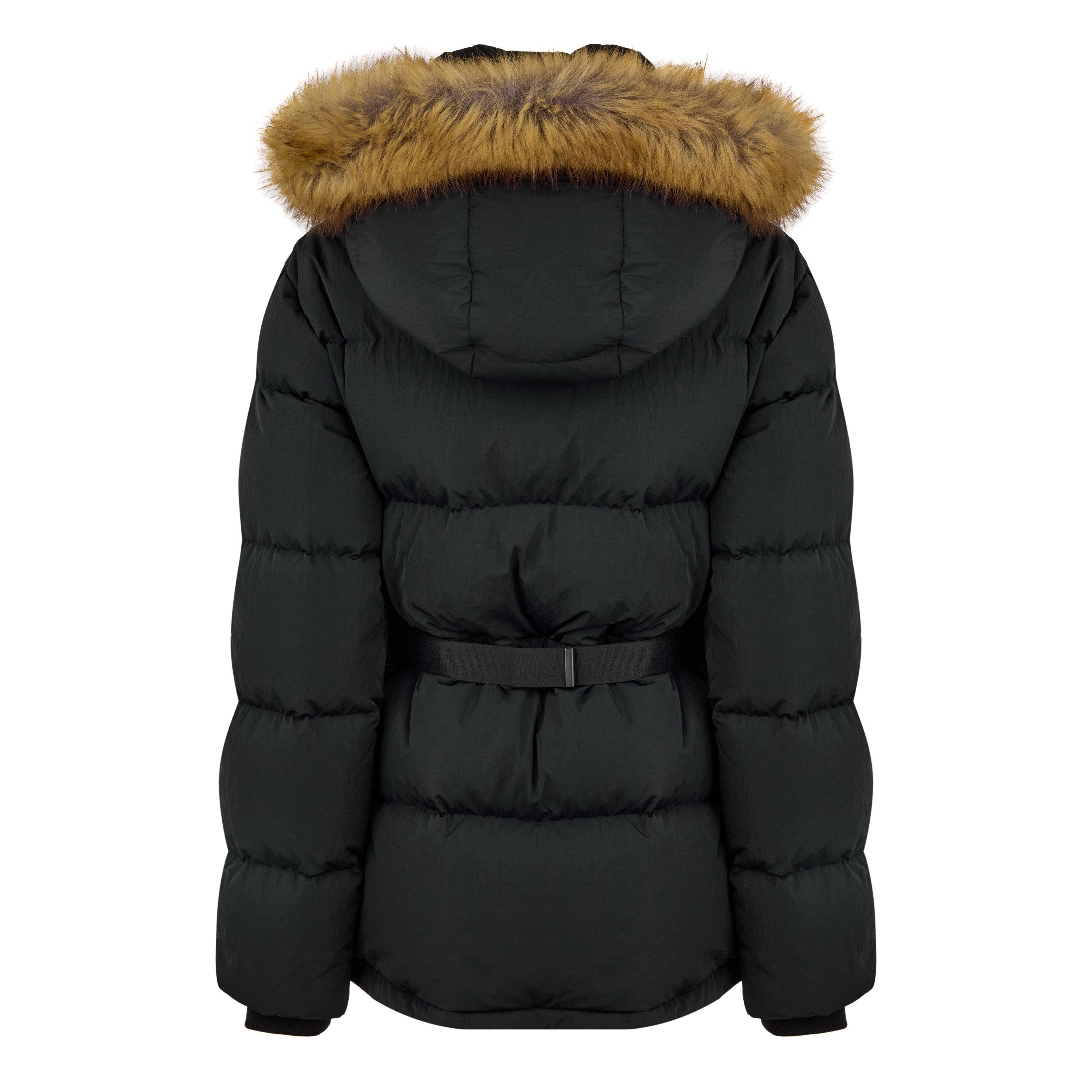 Black - Burberry - Women's Hooded Faux Fur Long Sleeve Short Puffer Jacket - 7