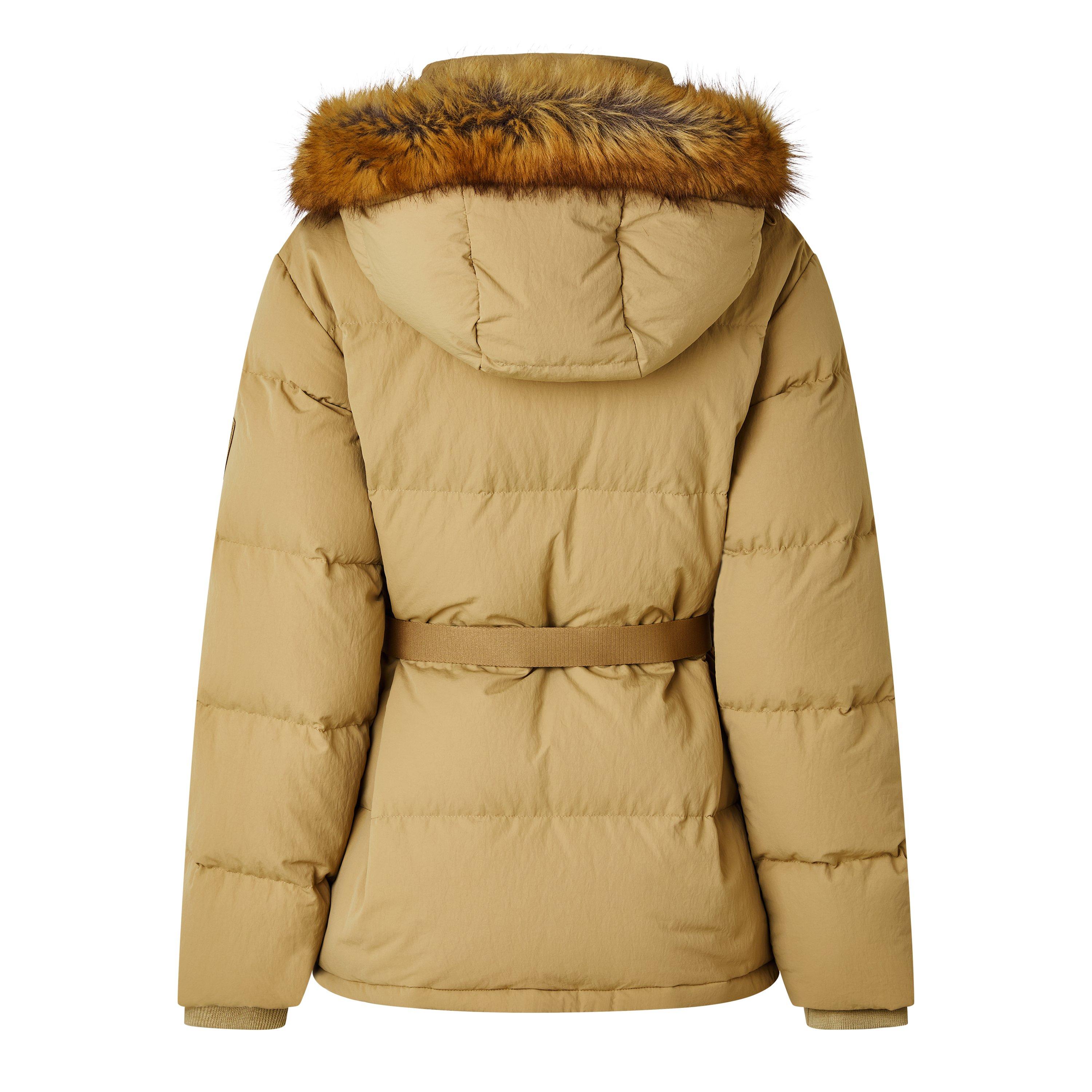 Beige - Burberry - Women's Water-Repellent Detachable Hood Faux-Fur Trim Short Puffer Jacket - 6