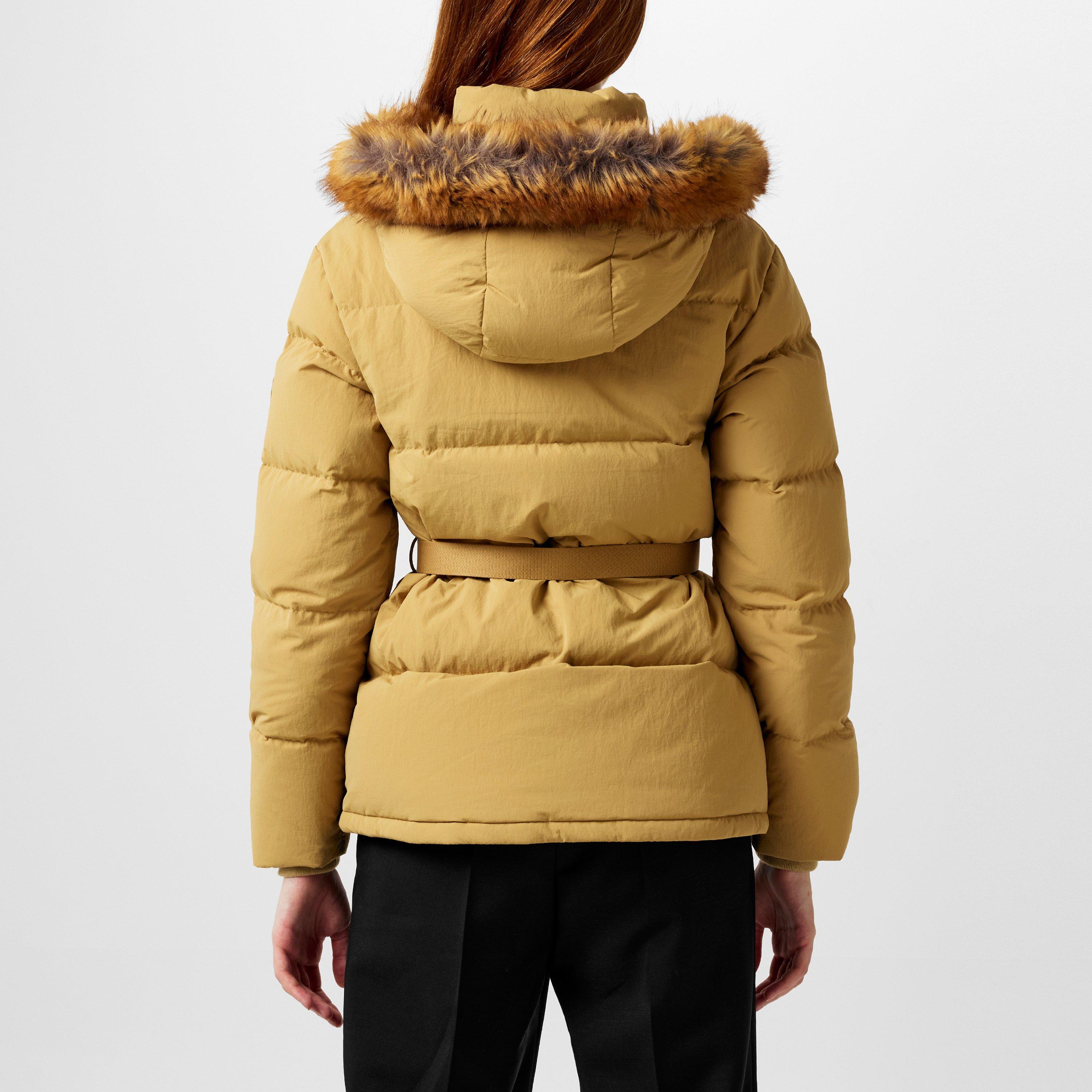 Beige - Burberry - Women's Water-Repellent Detachable Hood Faux-Fur Trim Short Puffer Jacket - 3