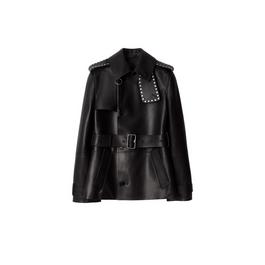 Burberry Studded Belted Leather Jacket