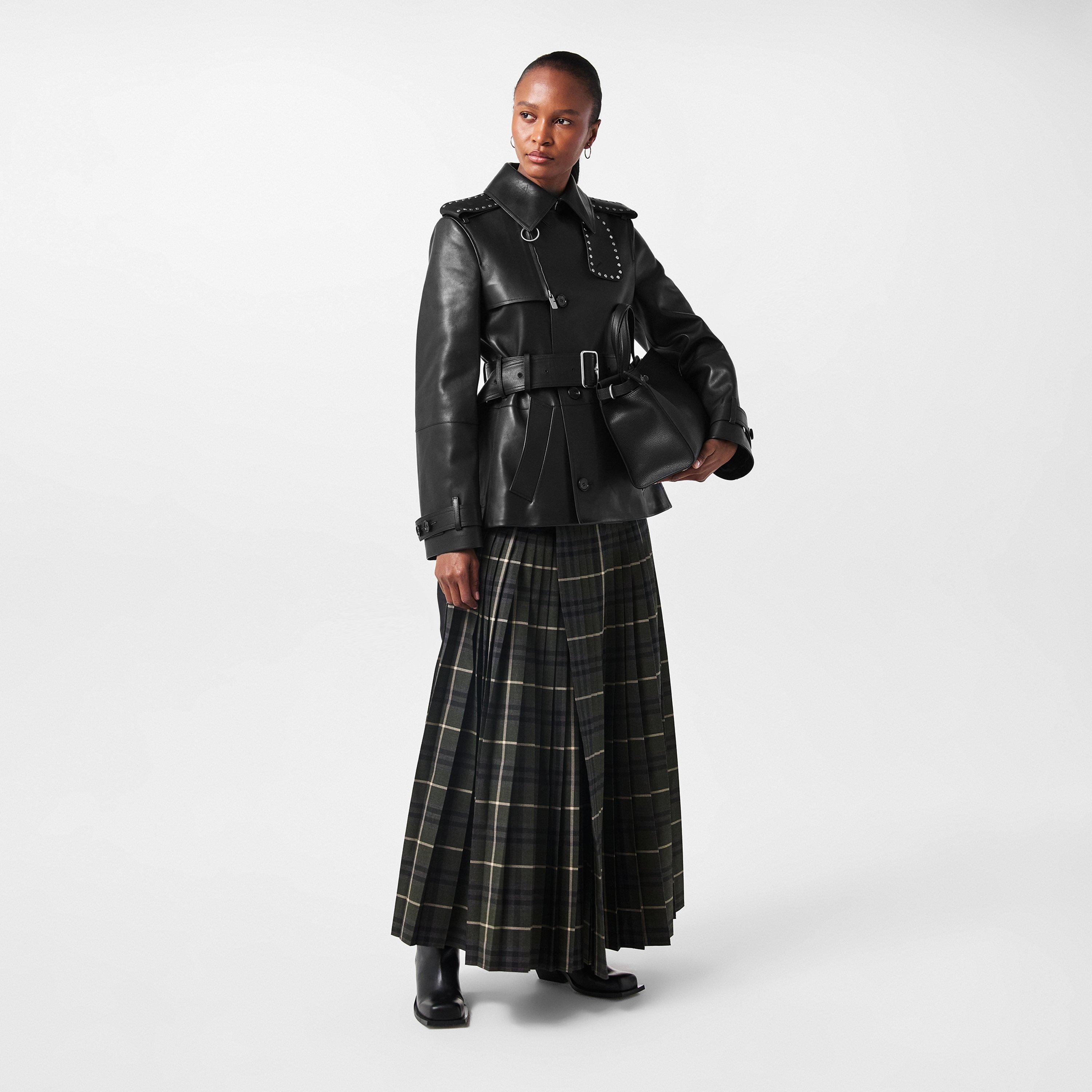 Black - Burberry - Women's Studded Calf Leather Long Sleeve Slim Fit Leather Jacket - 6