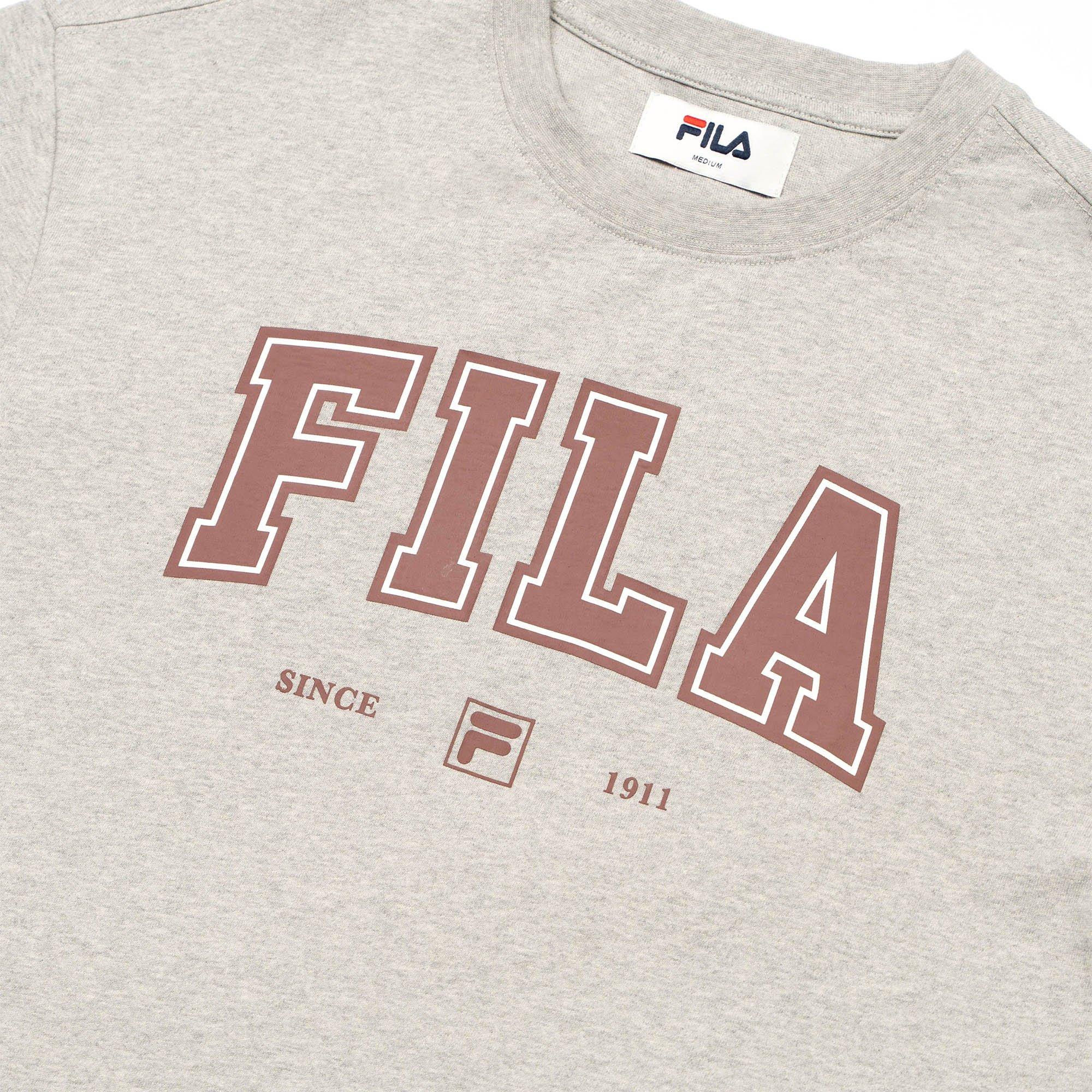 Melange Grey - Fila - Logo Print Short Sleeve T-Shirt Mens - 3