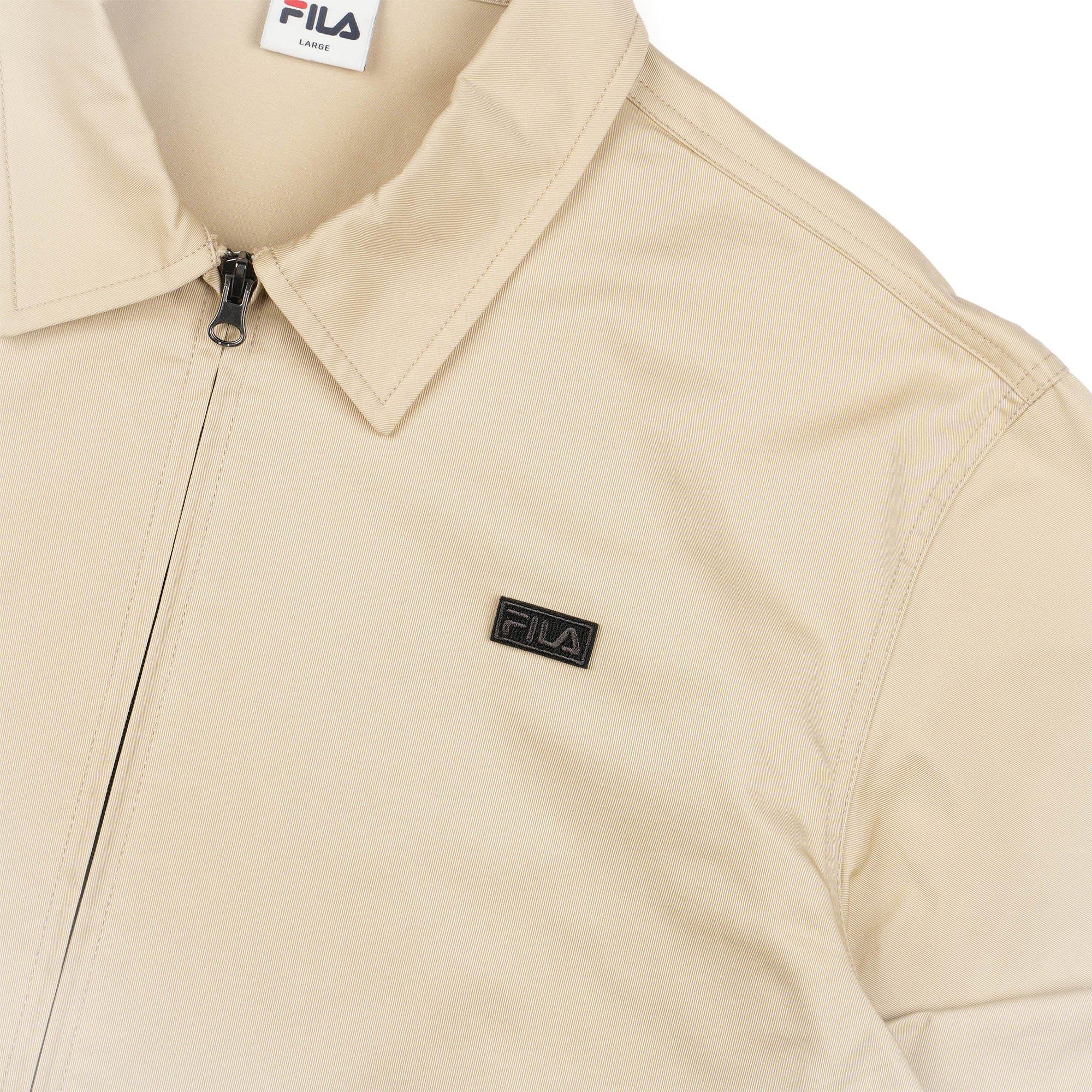 Beige - Fila - FILA Classic Essential Cotton Canvas Full Zip Long Sleeve Overshirt - 3