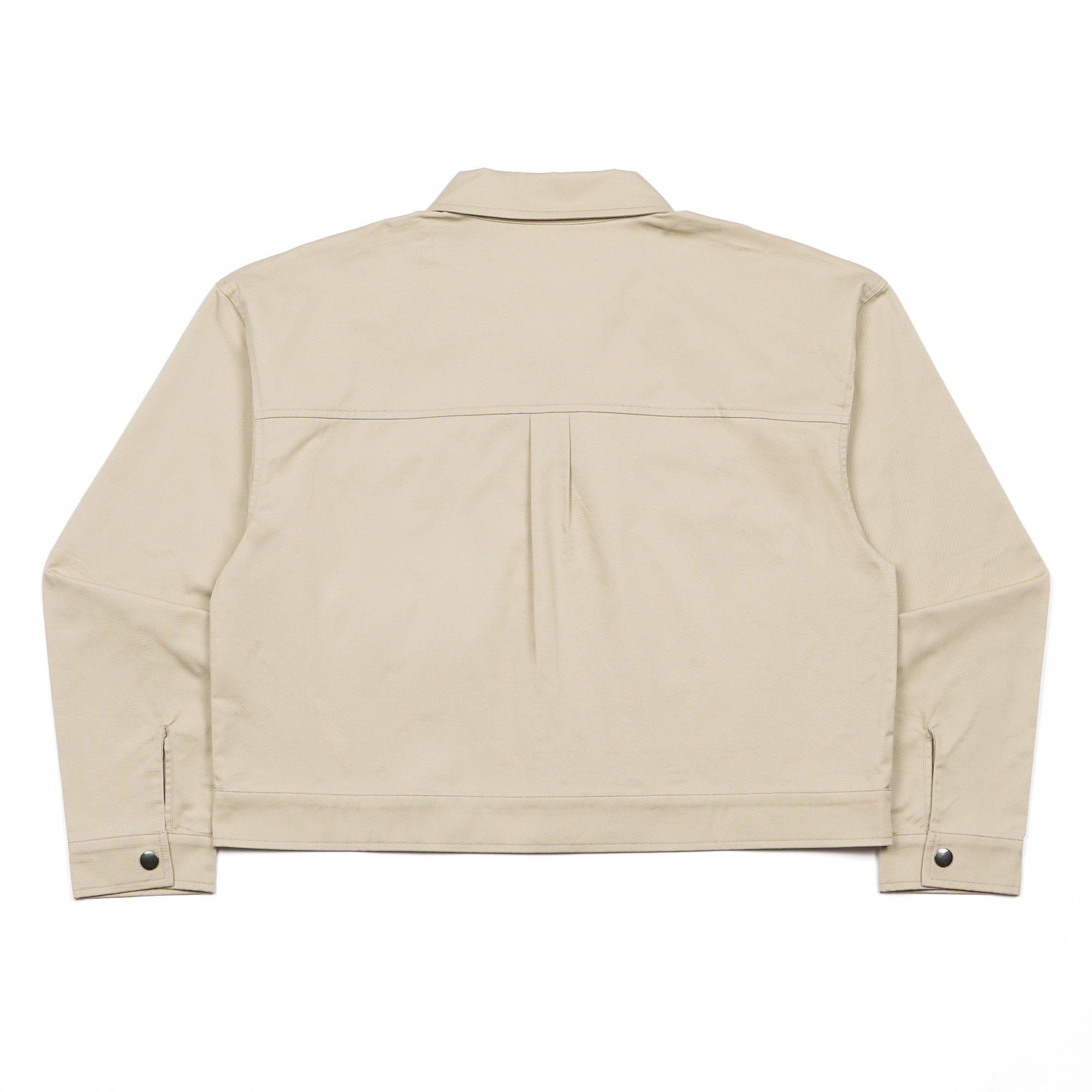 Beige - Fila - Classic Essential Cropped Cotton Canvas Full Zip Long Sleeve Overshirt - 2