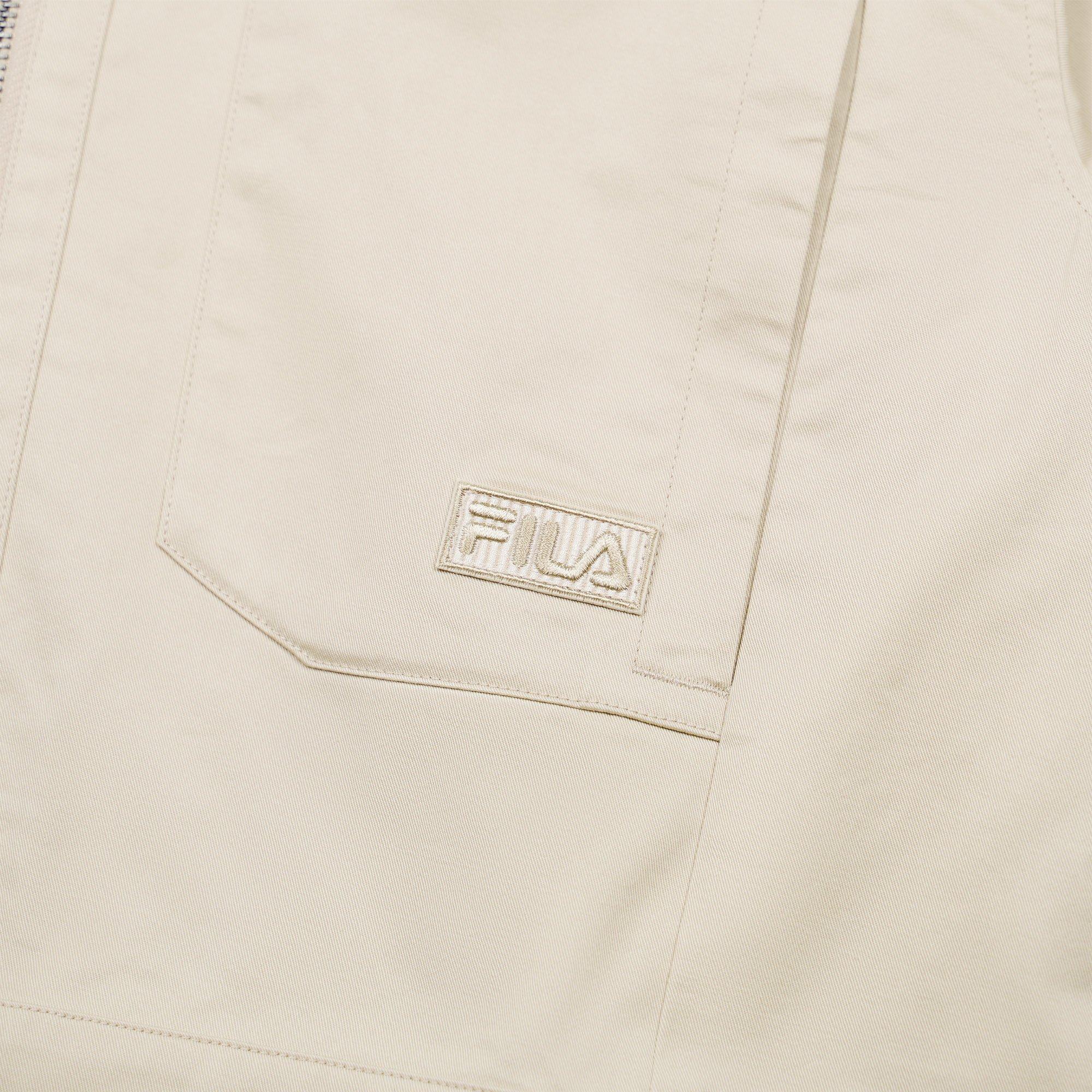 Beige - Fila - Classic Essential Cropped Cotton Canvas Full Zip Long Sleeve Overshirt - 4
