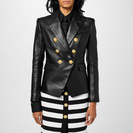 Balmain Double Breasted Leather Blazer