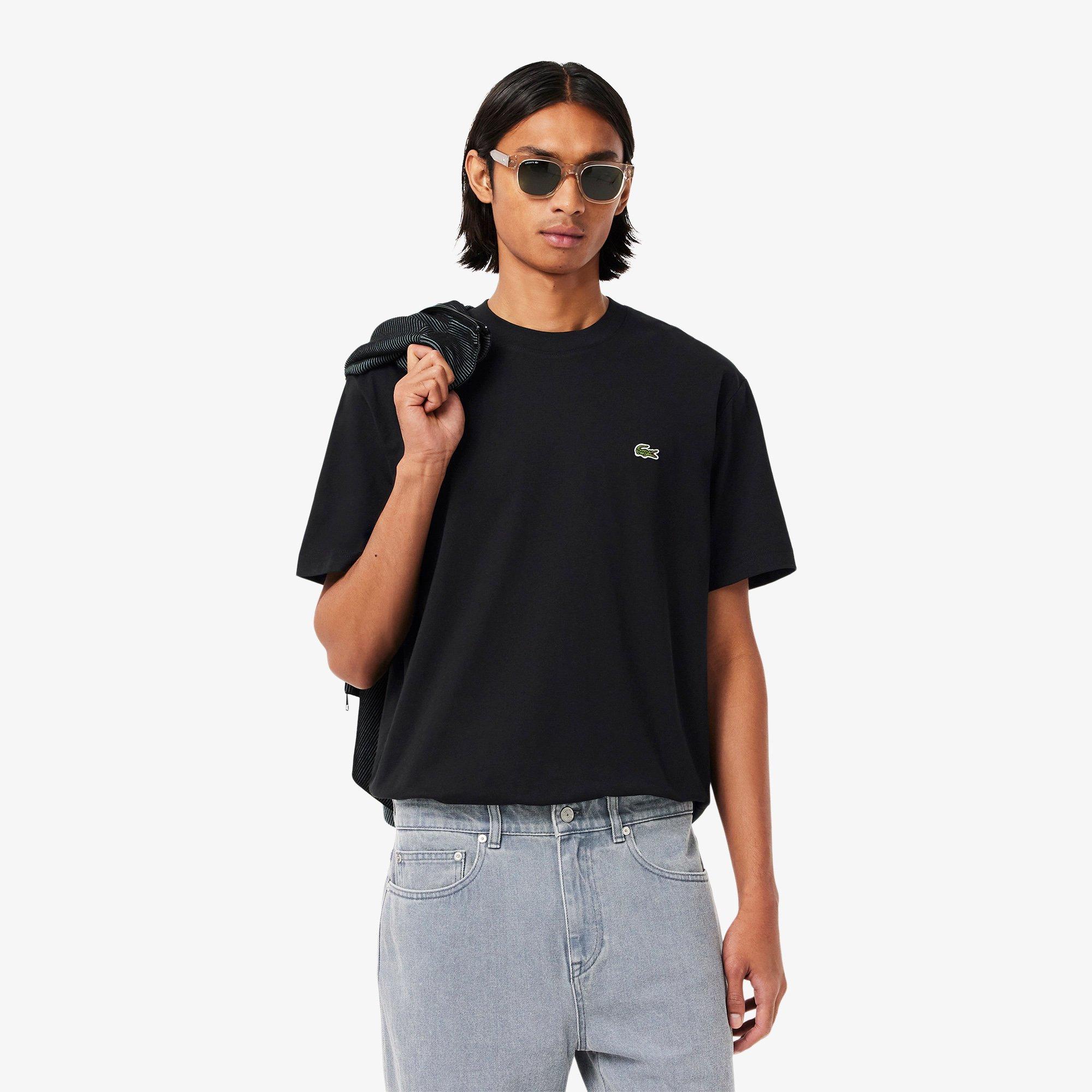 BLACK - Lacoste - Signature Logo Adults Cotton T Shirt - 4