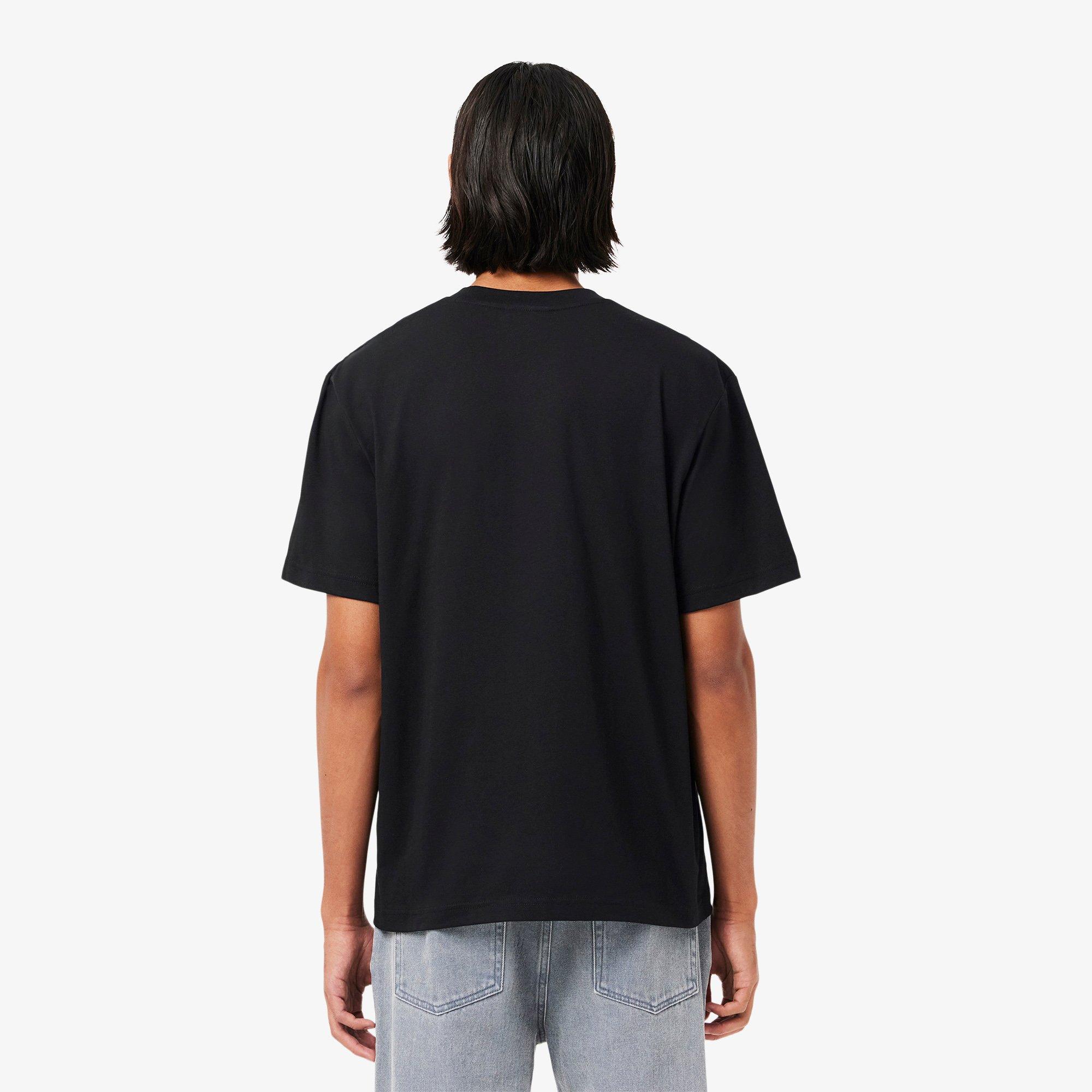 BLACK - Lacoste - Signature Logo Adults Cotton T Shirt - 5