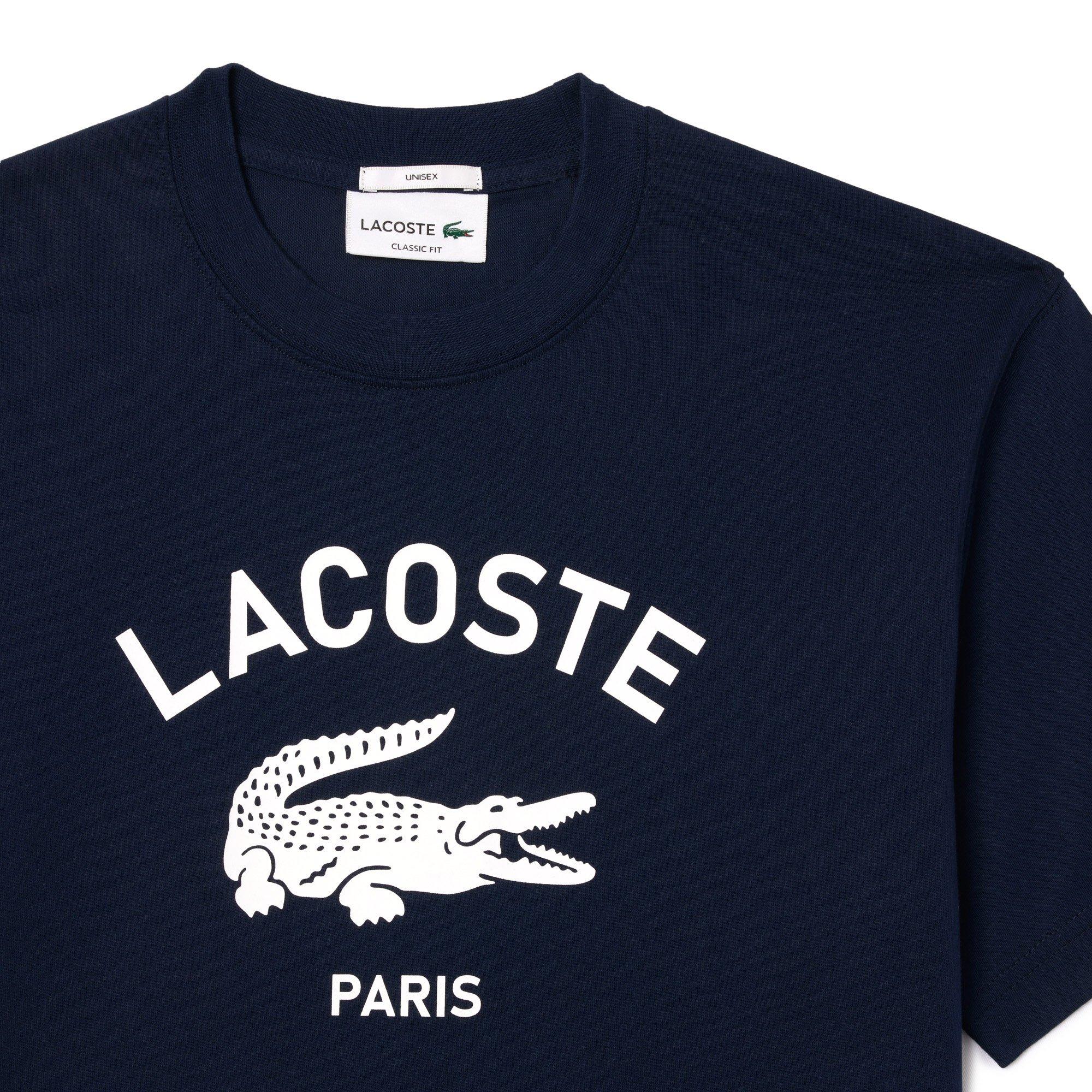 NAVY BLUE - Lacoste - Signature Print Cotton Adults T Shirt - 2