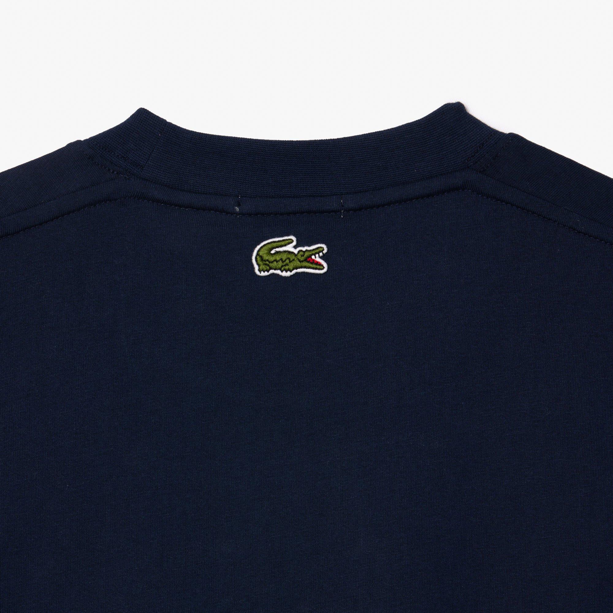NAVY BLUE - Lacoste - Signature Print Cotton Adults T Shirt - 3