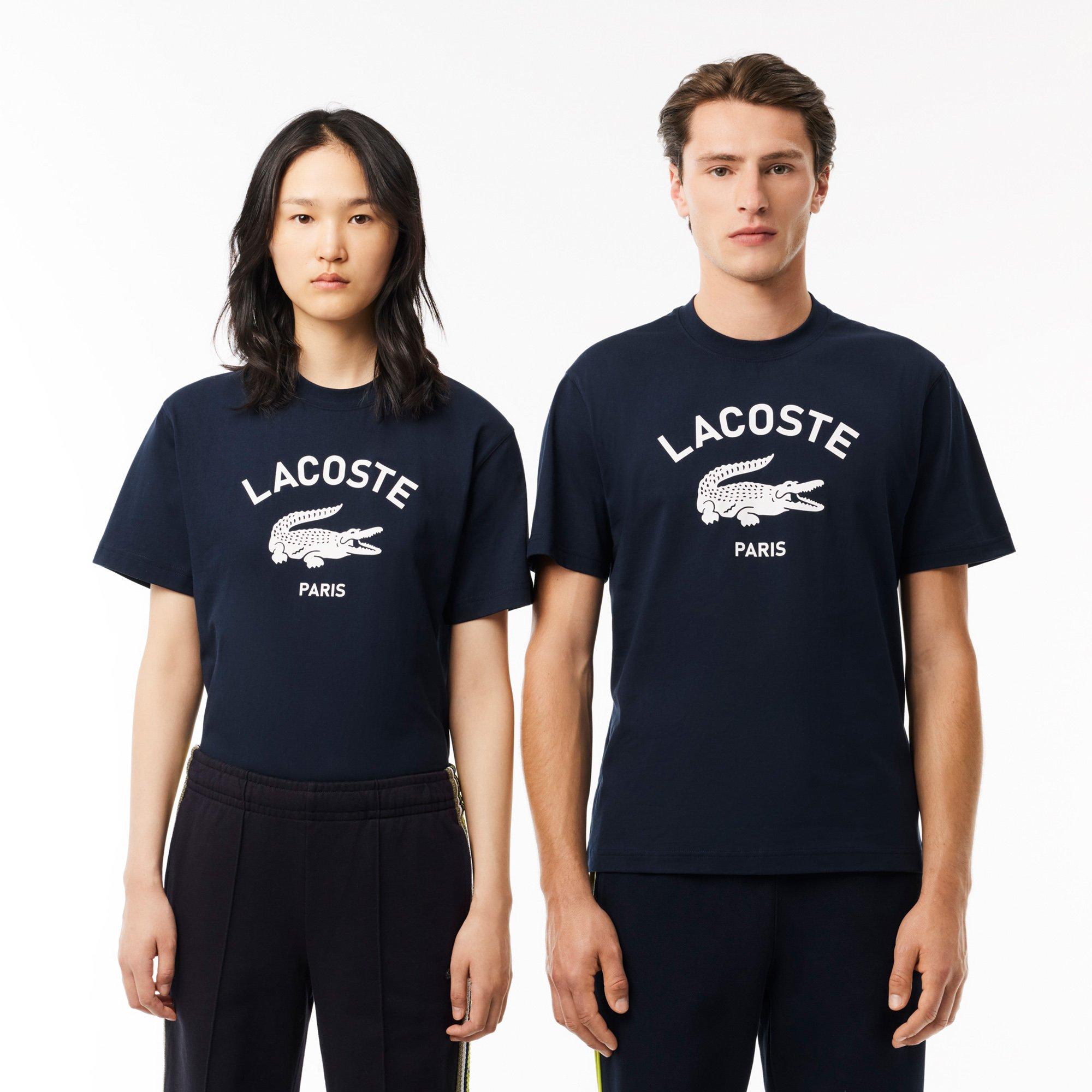NAVY BLUE - Lacoste - Signature Print Cotton Adults T Shirt - 4