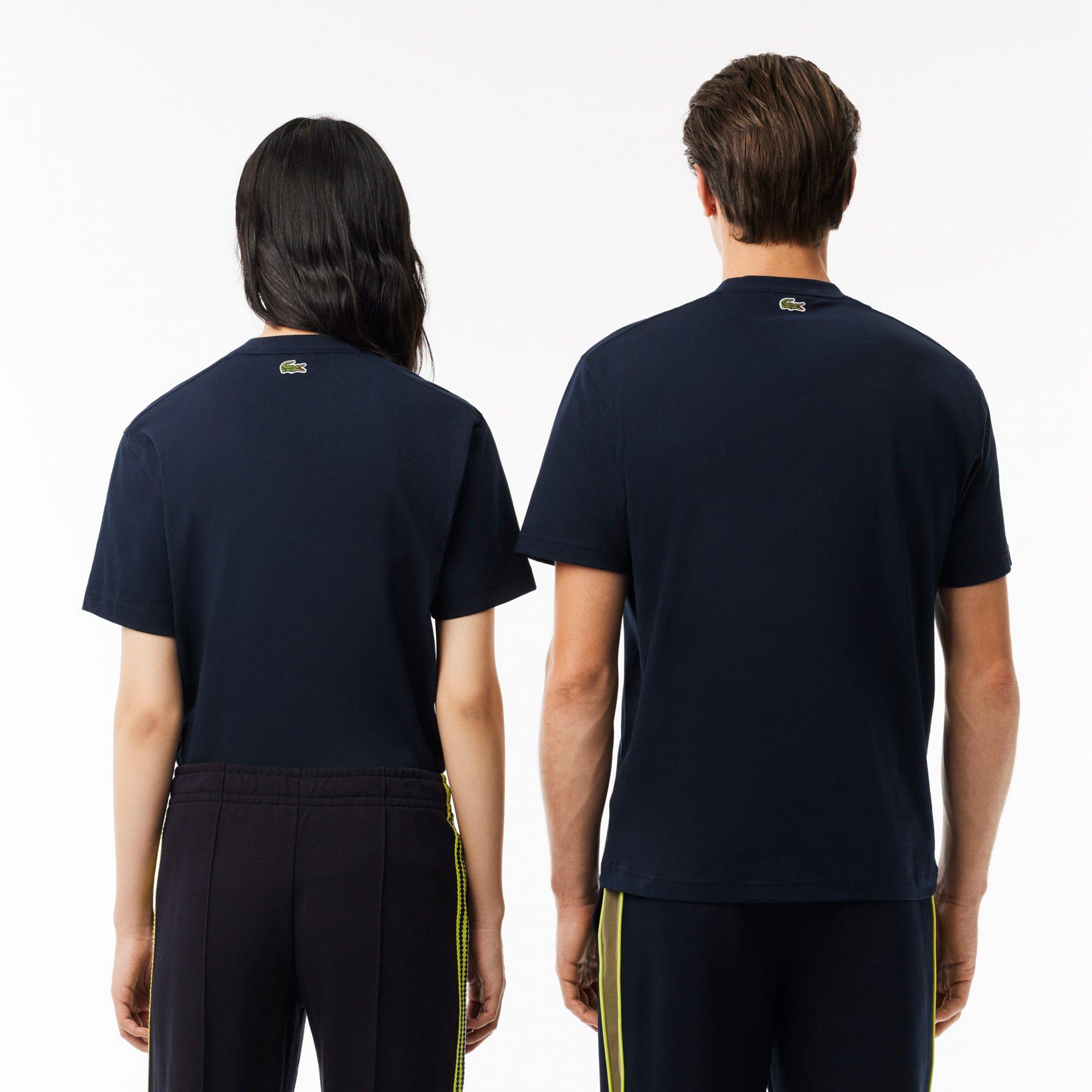 NAVY BLUE - Lacoste - Signature Print Cotton Adults T Shirt - 5