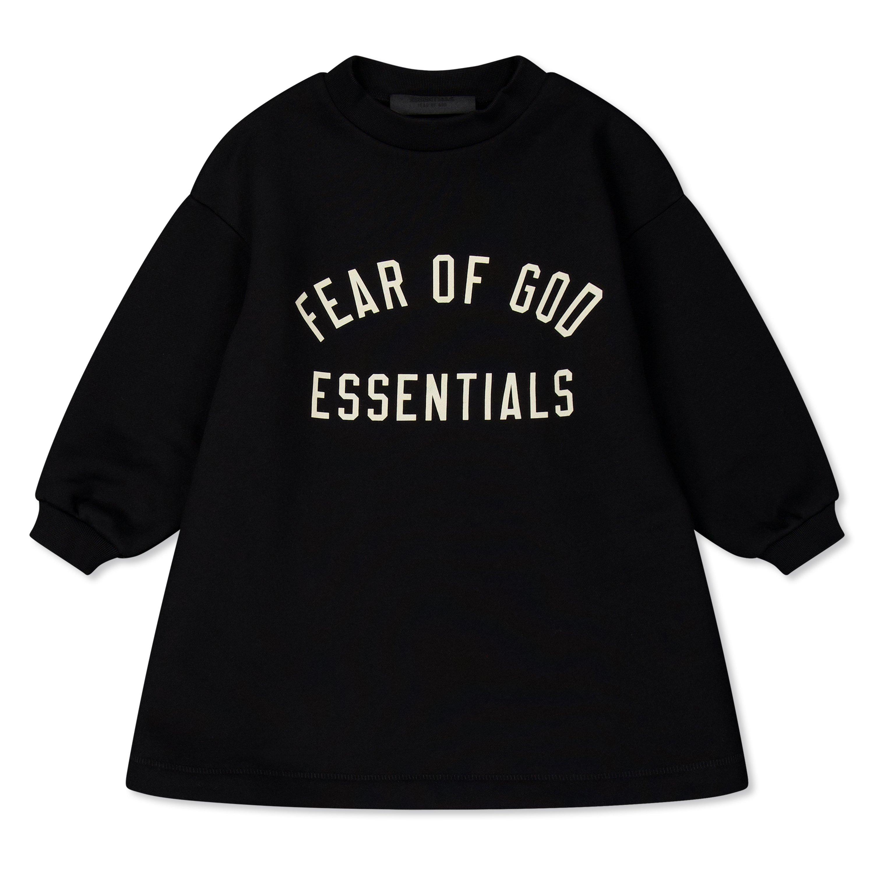 Black - Fear Of God Essentials - Unisex Kids Long Sleeve Logo Relaxed Fit T-Shirt Dress - 1