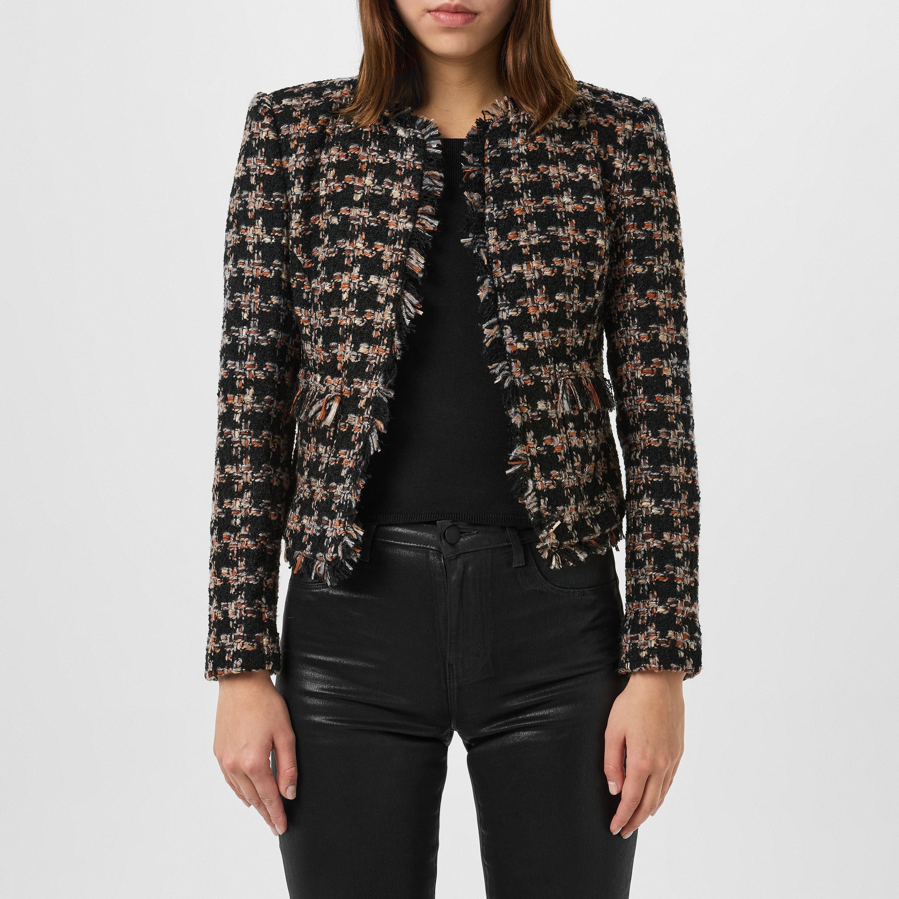 Black Multi - LAgence - Women's Angelia Tweed Long Sleeve Blazer - 1
