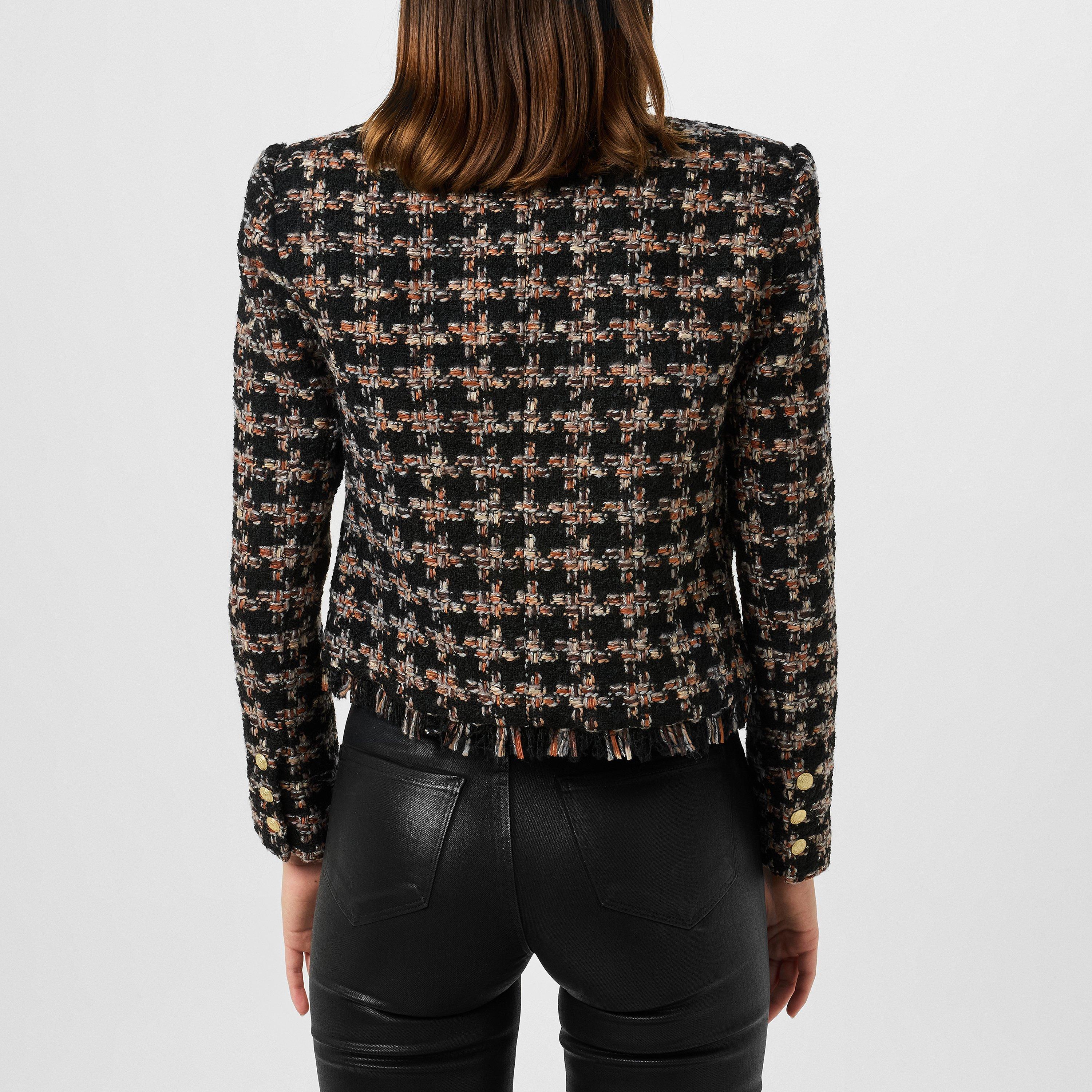 Black Multi - LAgence - Women's Angelia Tweed Long Sleeve Blazer - 3