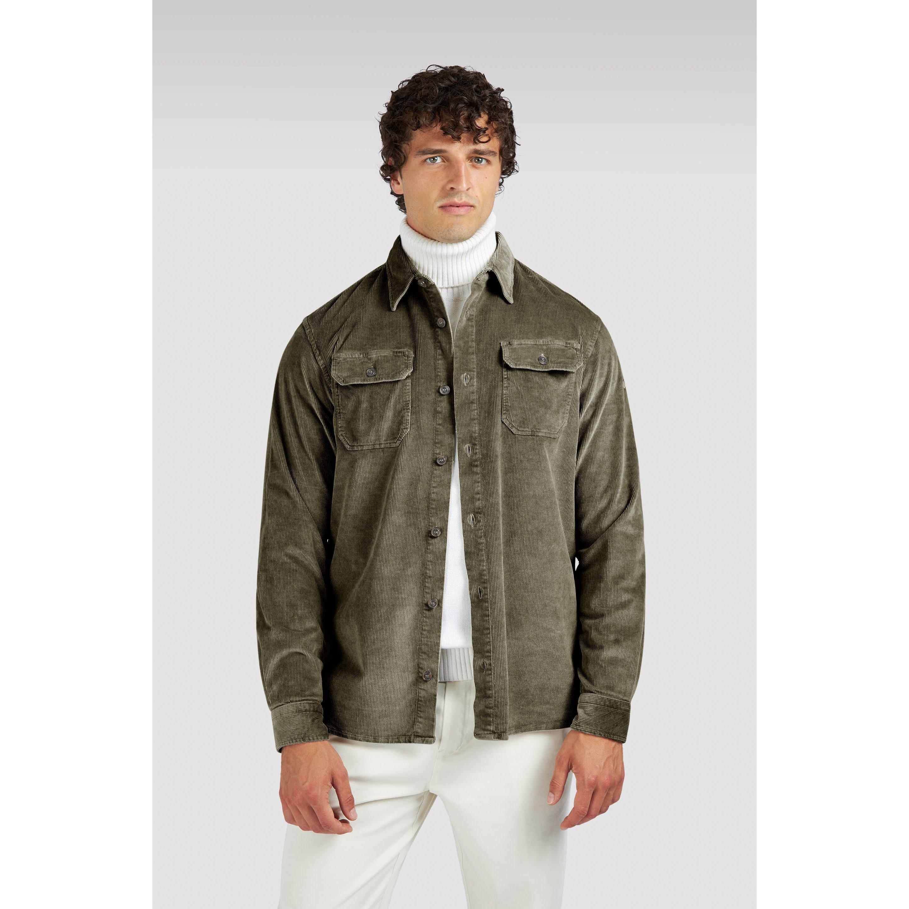 Khaki - Paul And Shark - Men's Corduroy Relaxed Fit Overshirt - 2