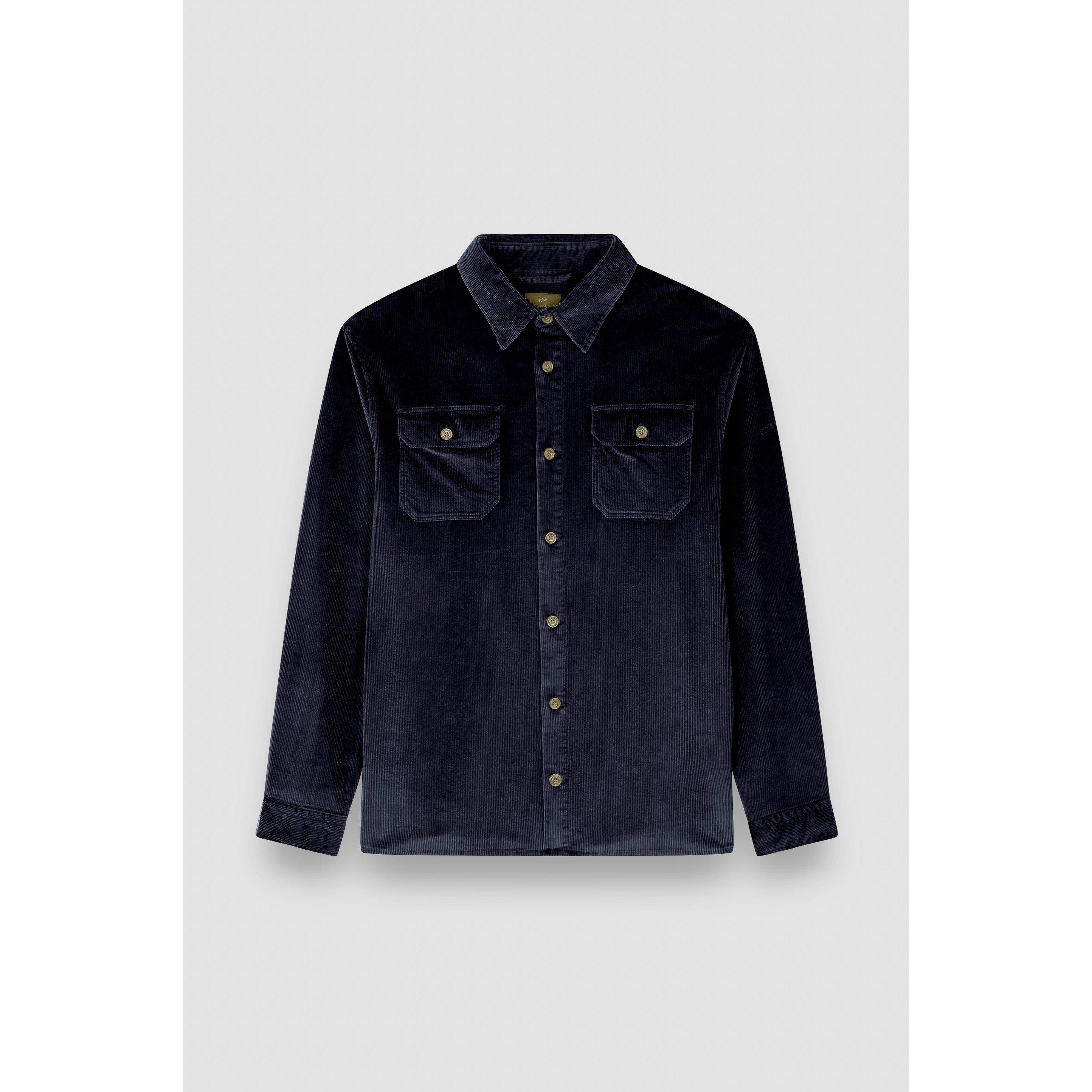 Navy - Paul And Shark - Men's Corduroy Relaxed Fit Overshirt - 1