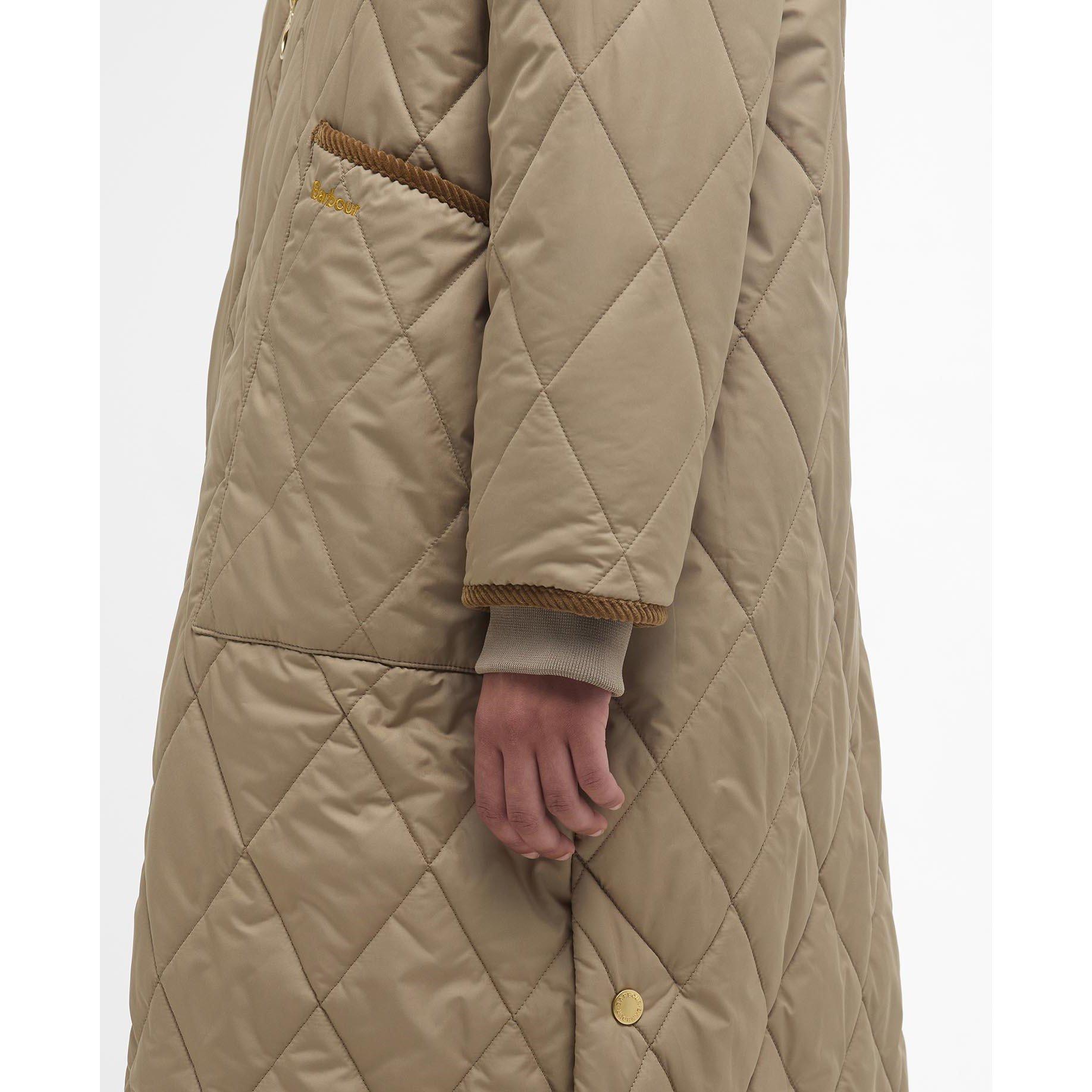 Brown/Tartan - Barbour - Women's Rhea Diamond Quilted Longline Jacket - 6