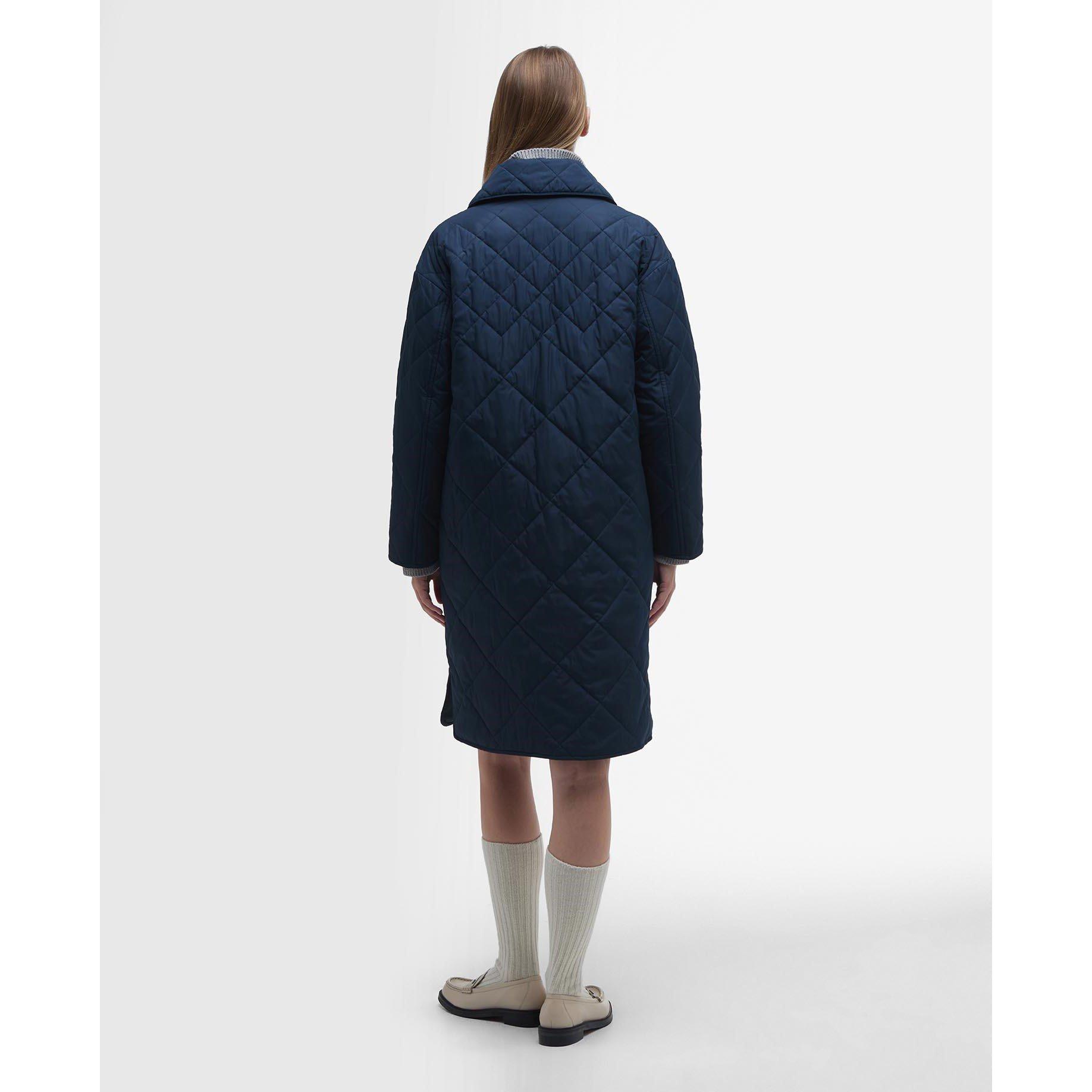 Navy/Tartan - Barbour - Women's Cassandra Diamond Quilted Mid-Length Quilted Jacket - 2