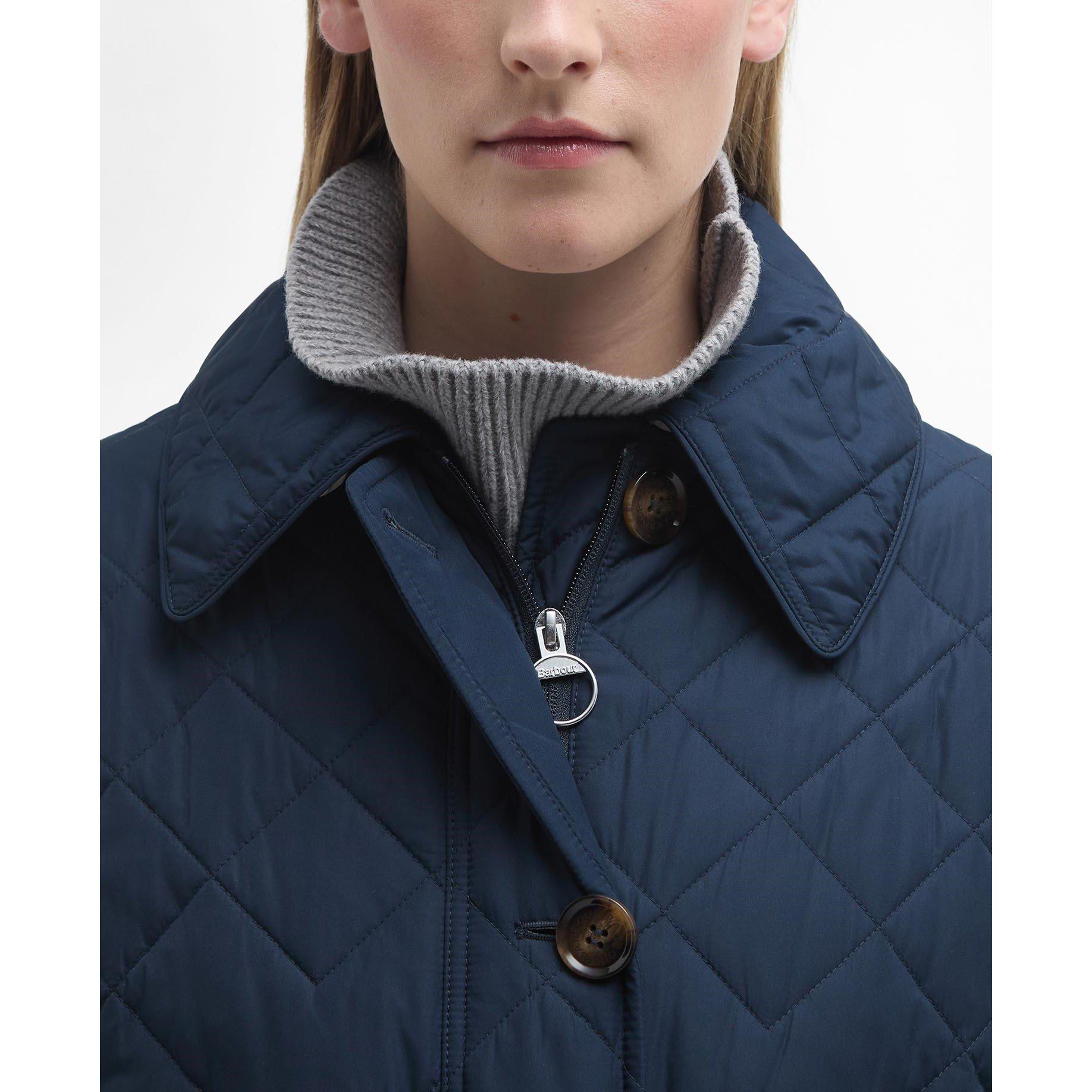 Navy/Tartan - Barbour - Women's Cassandra Diamond Quilted Mid-Length Quilted Jacket - 5