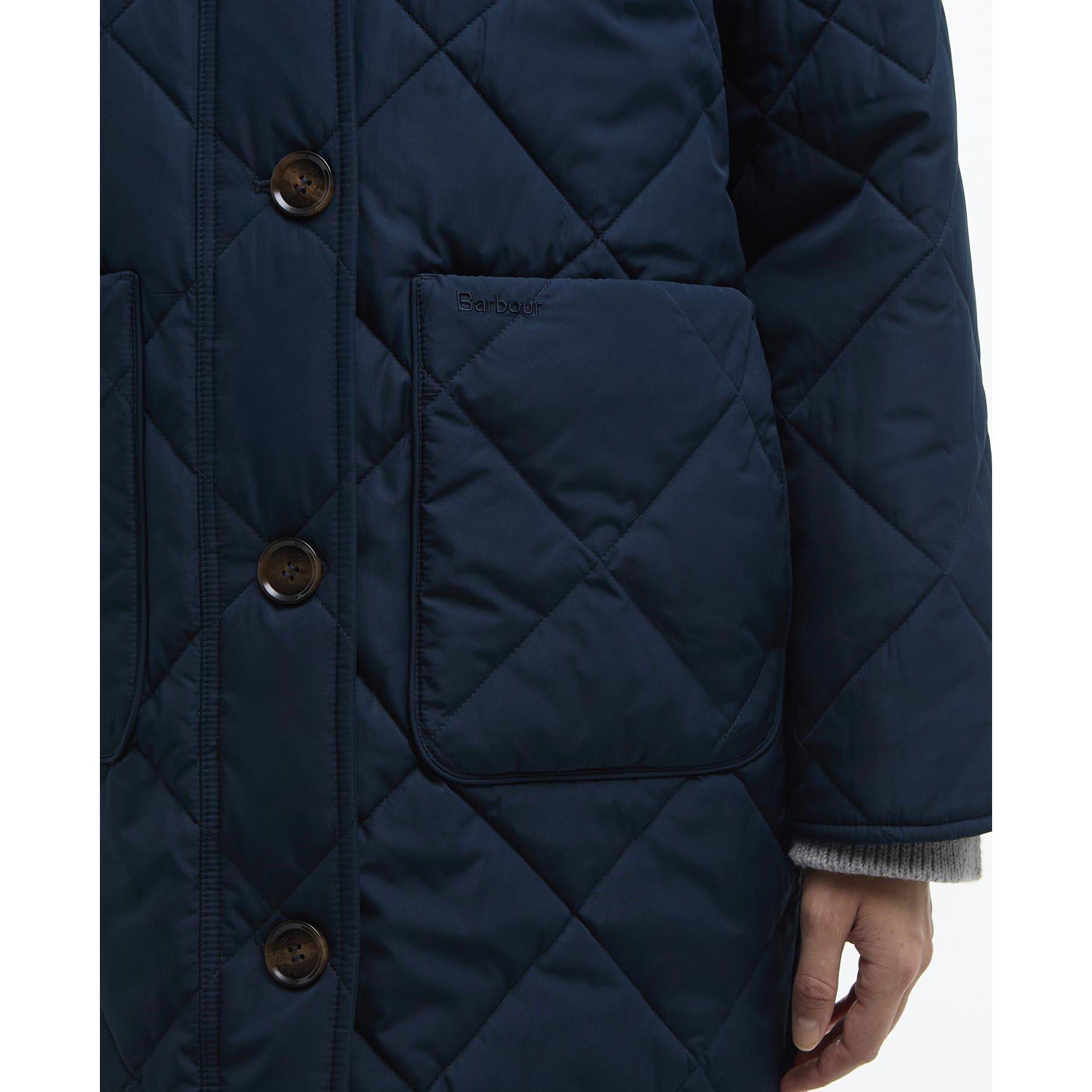 Navy/Tartan - Barbour - Women's Cassandra Diamond Quilted Mid-Length Quilted Jacket - 6