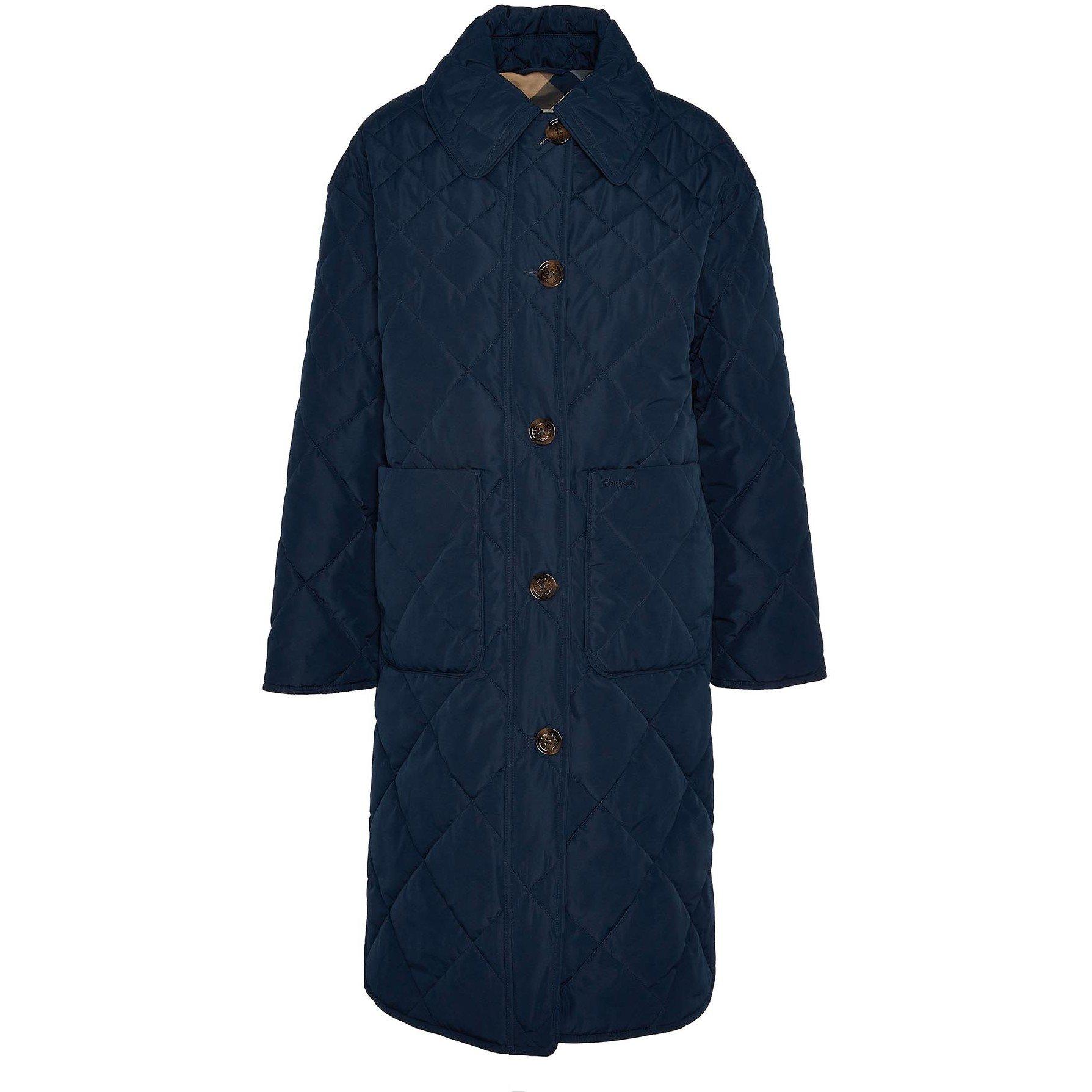 Navy/Tartan - Barbour - Women's Cassandra Diamond Quilted Mid-Length Quilted Jacket - 7