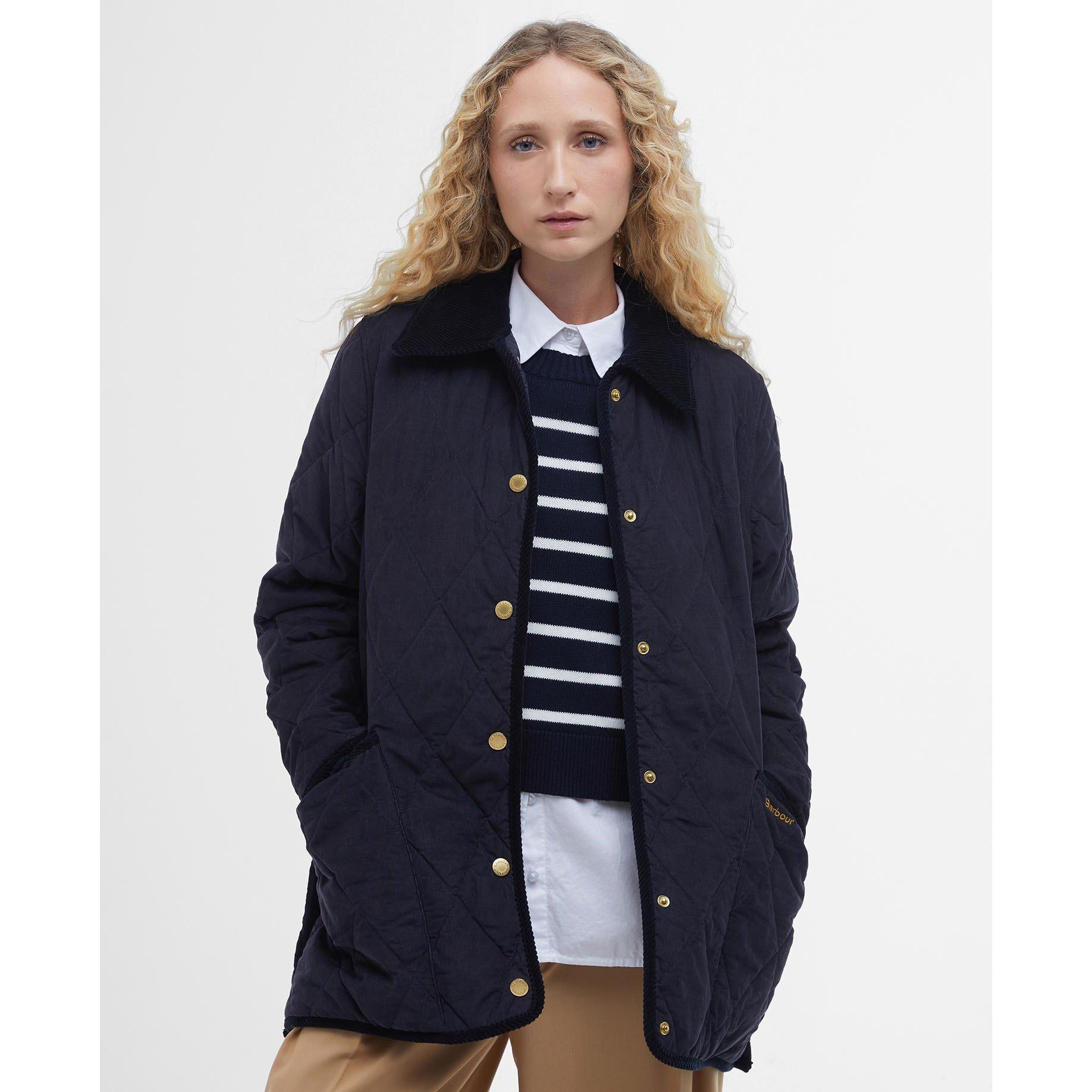 Navy/Tartan - Barbour - Women's Cornelia Relaxed Fit Quilted Jacket - 1