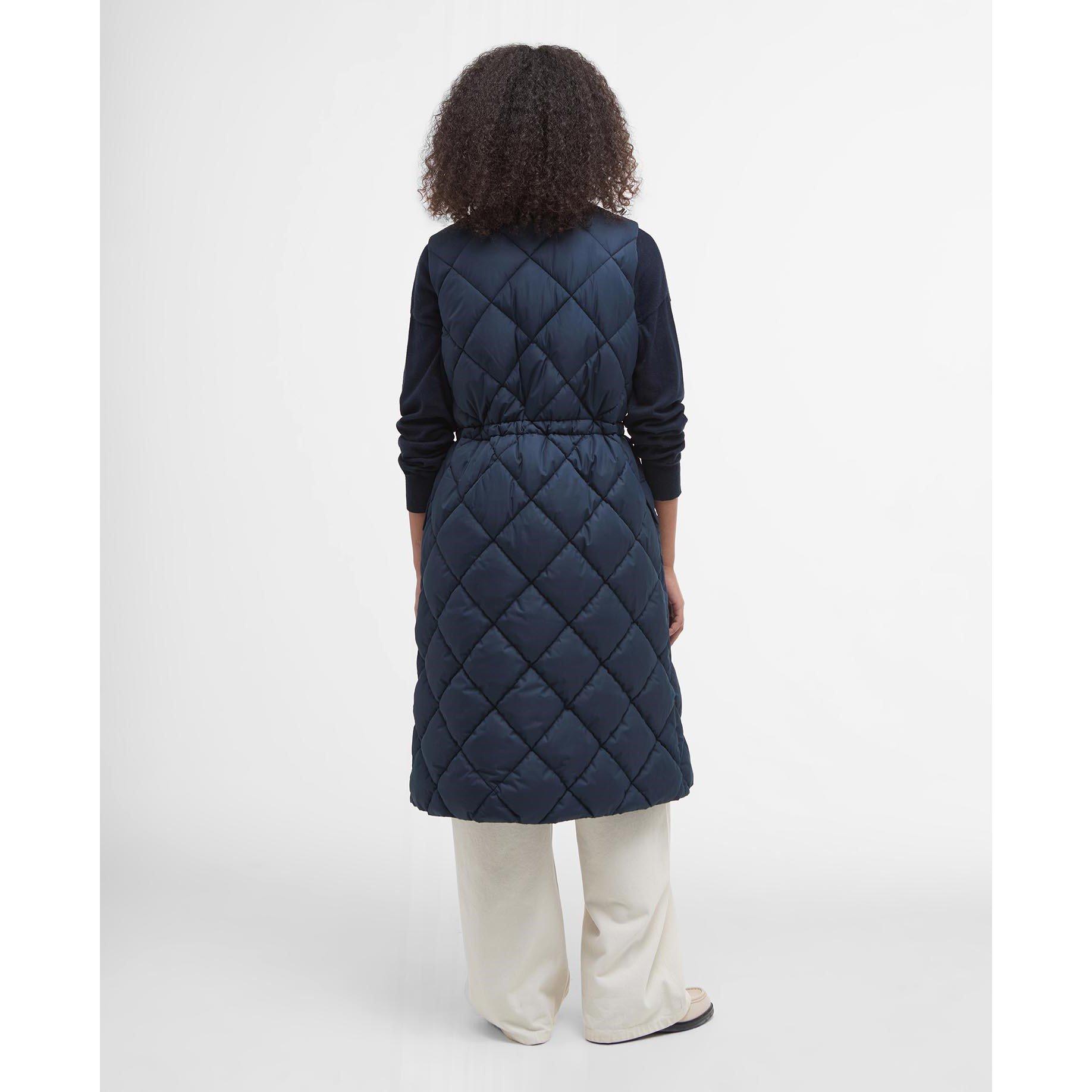 Navy/Tartan - Barbour - Women's Rita Longline Diamond Quilted Gilet - 2