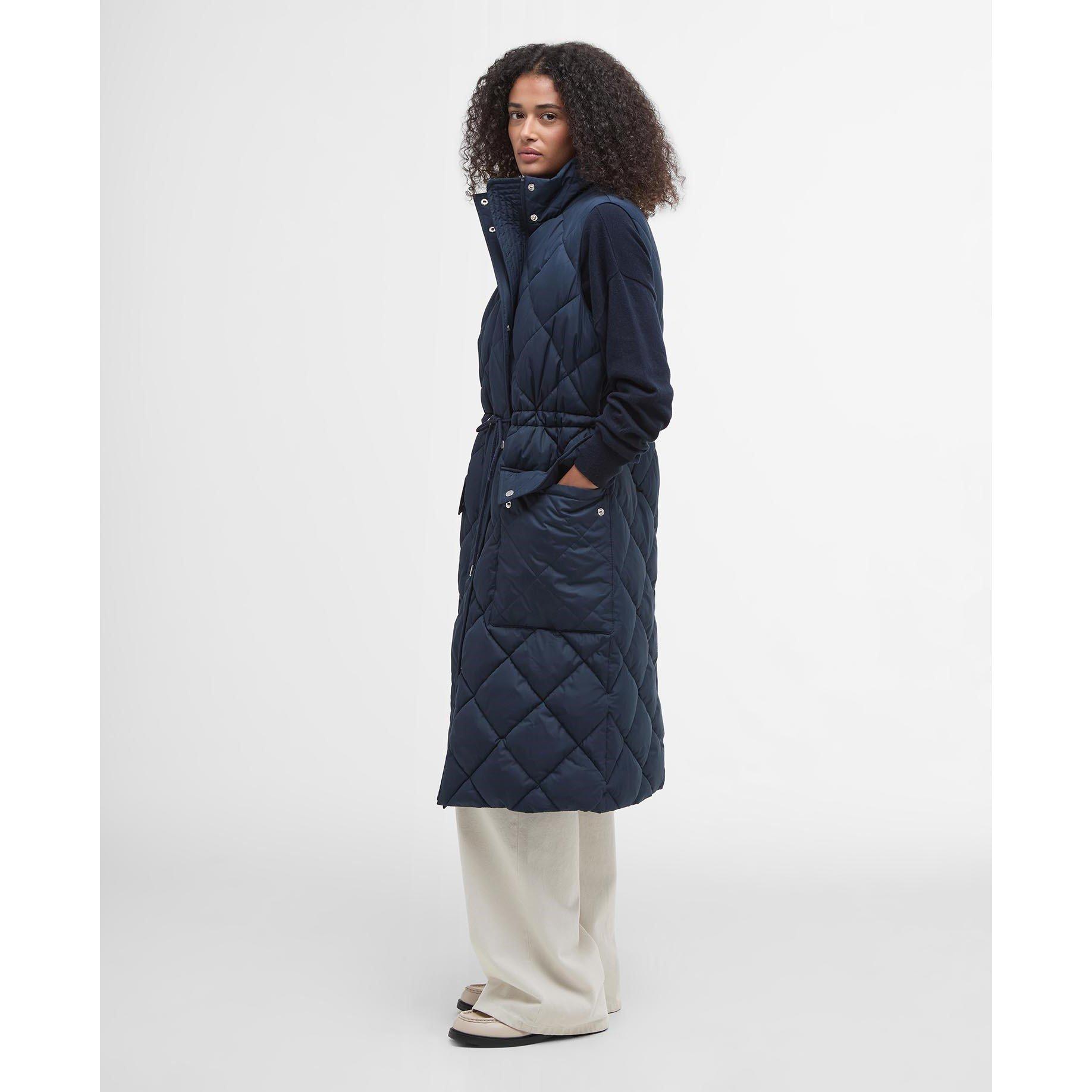 Navy/Tartan - Barbour - Women's Rita Longline Diamond Quilted Gilet - 3