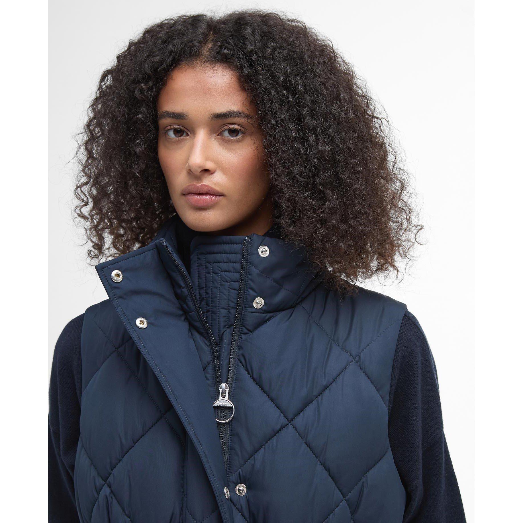 Navy/Tartan - Barbour - Women's Rita Longline Diamond Quilted Gilet - 4