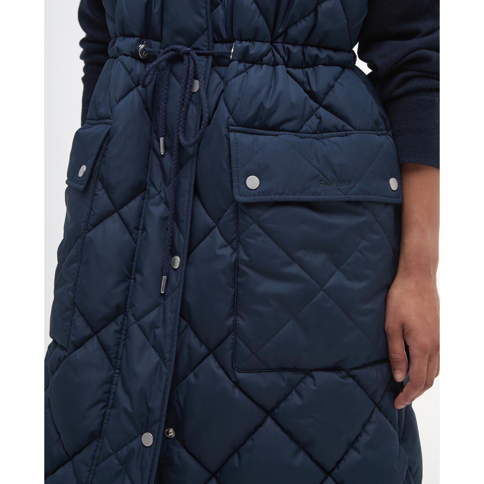 Navy/Tartan - Barbour - Women's Rita Longline Diamond Quilted Gilet - 5