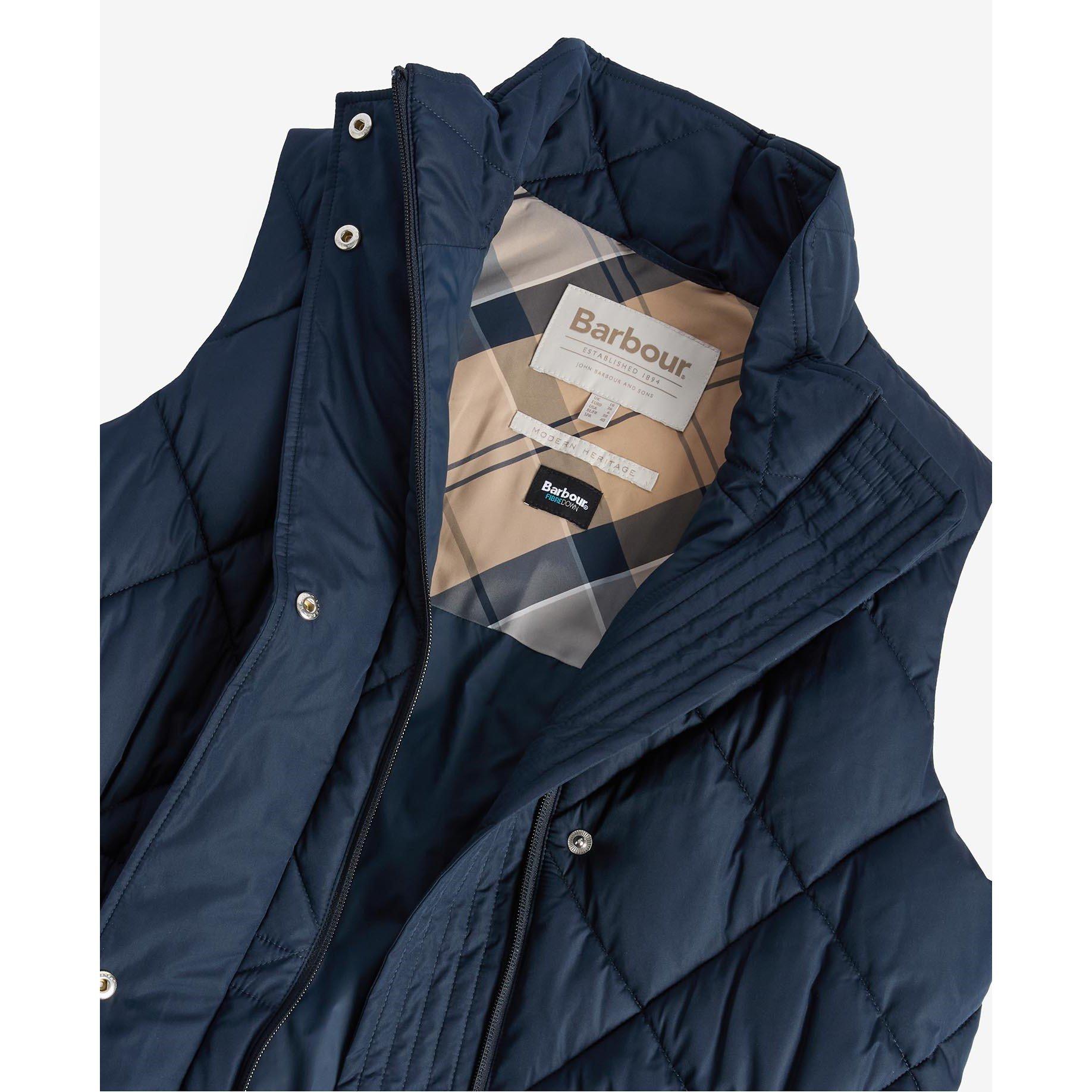 Navy/Tartan - Barbour - Women's Rita Longline Diamond Quilted Gilet - 6