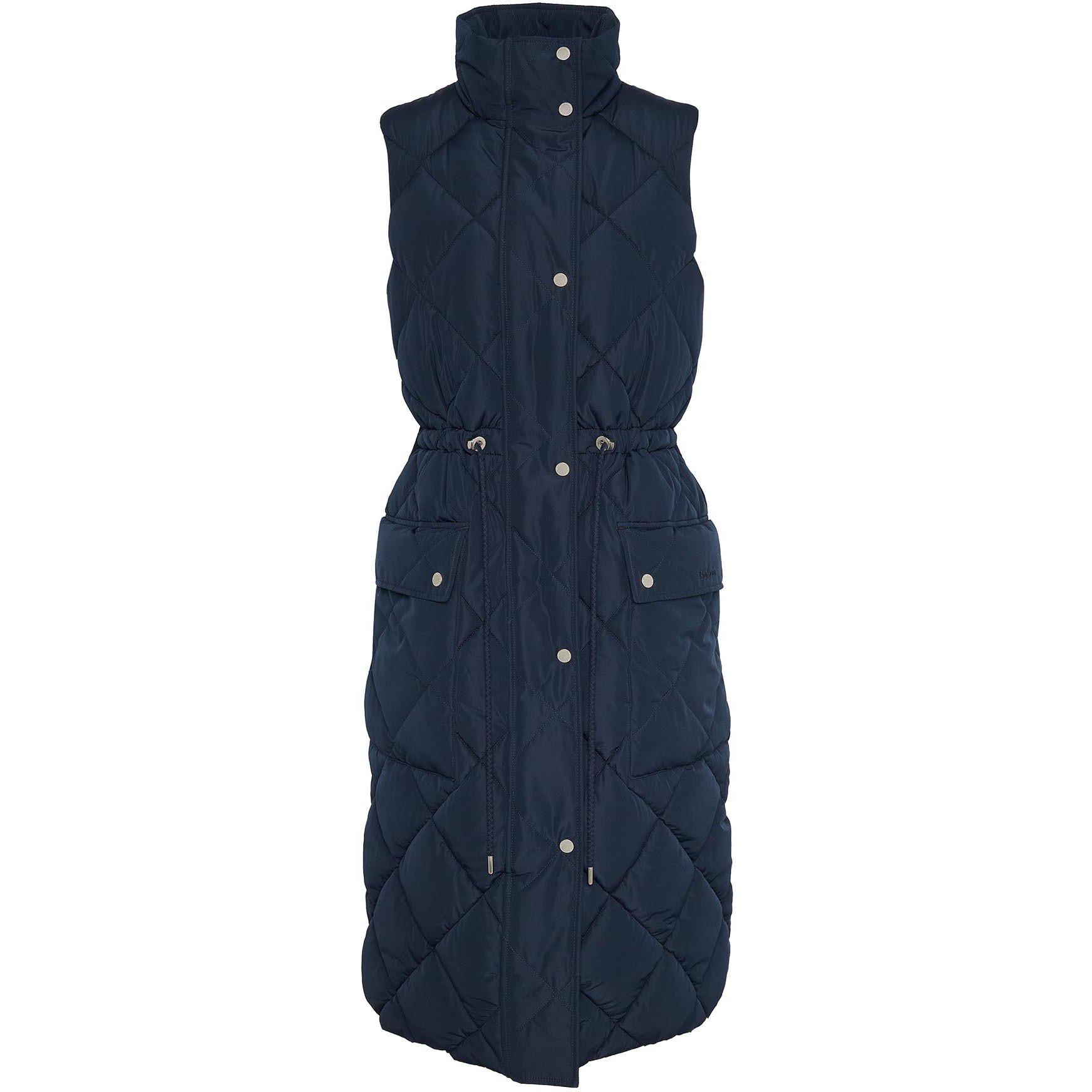 Navy/Tartan - Barbour - Women's Rita Longline Diamond Quilted Gilet - 7