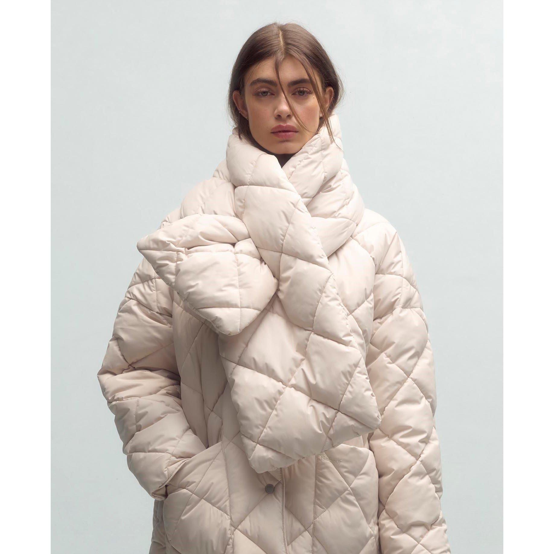 Oak/ Tartan - Barbour - Women's Brigitte Diamond Quilted Long Puffer Jacket - 5