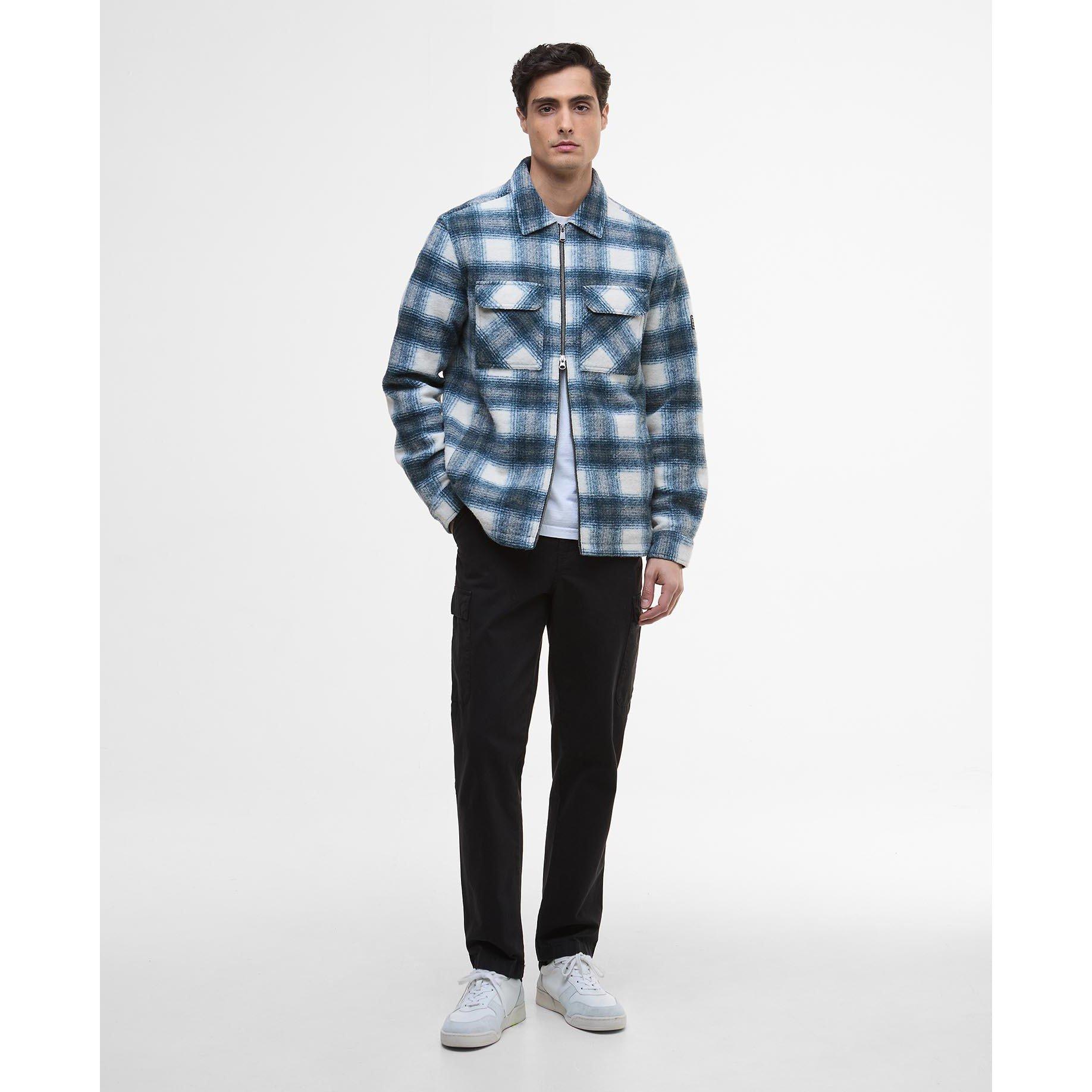 Shaded Emerald - Barbour International - Men's Clayton Fleece Check Full Zip Long Sleeve Overshirt - 6