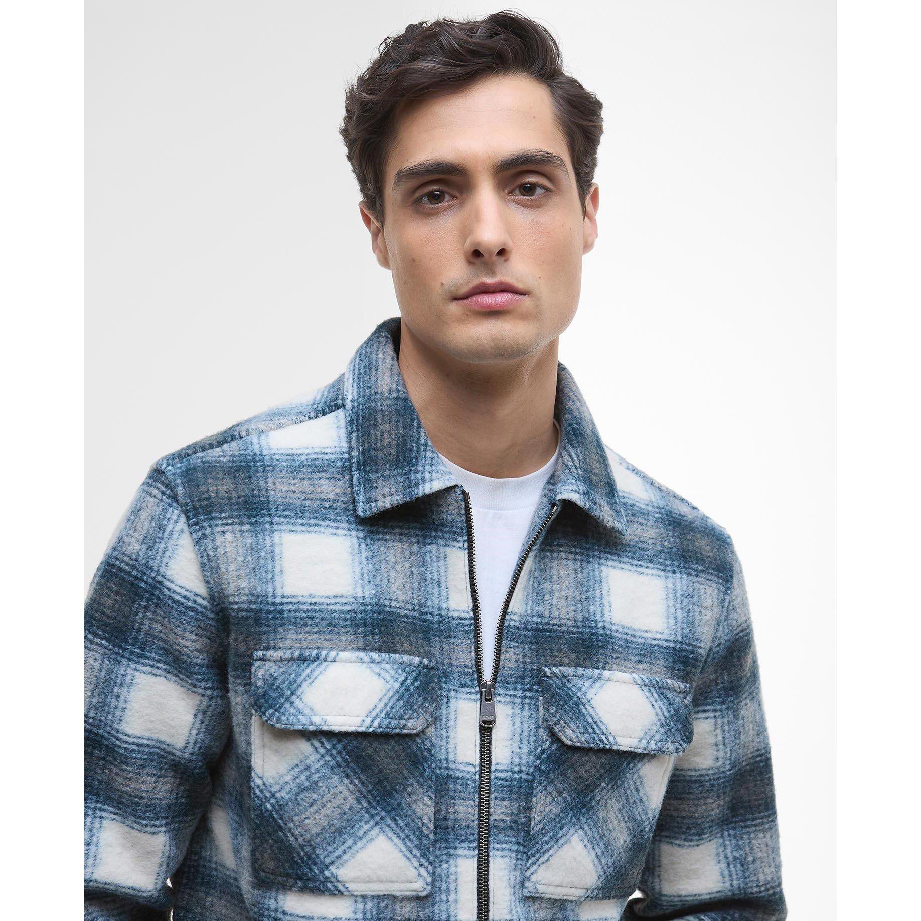 Shaded Emerald - Barbour International - Men's Clayton Fleece Check Full Zip Long Sleeve Overshirt - 4