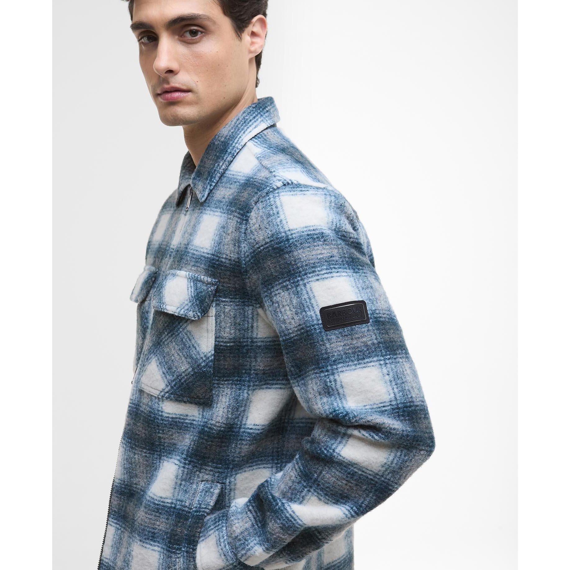 Shaded Emerald - Barbour International - Men's Clayton Fleece Check Full Zip Long Sleeve Overshirt - 5