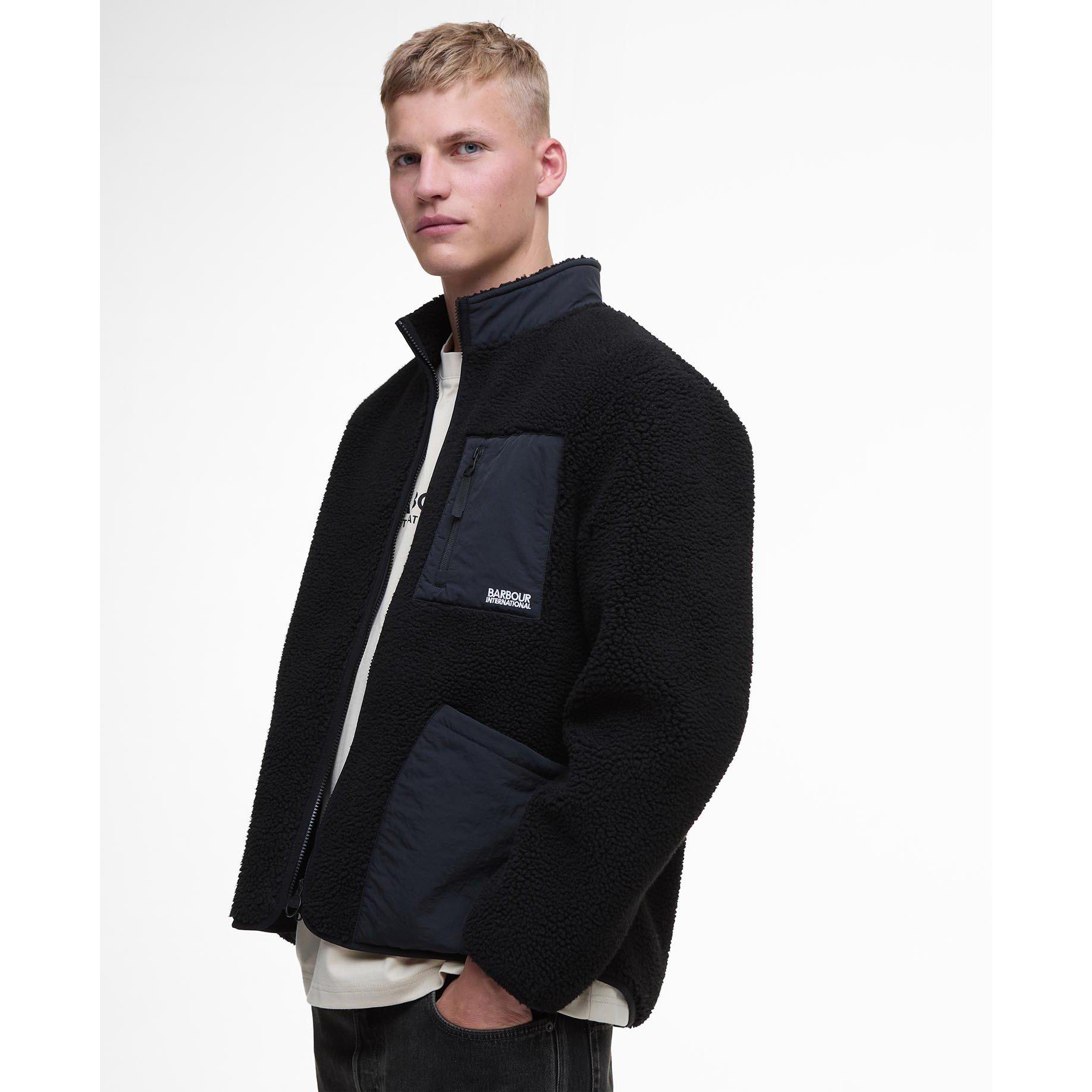 Black BK31 - Barbour International - Men's Adams Oversized Funnel Neck Long Sleeve Teddy Coat - 5