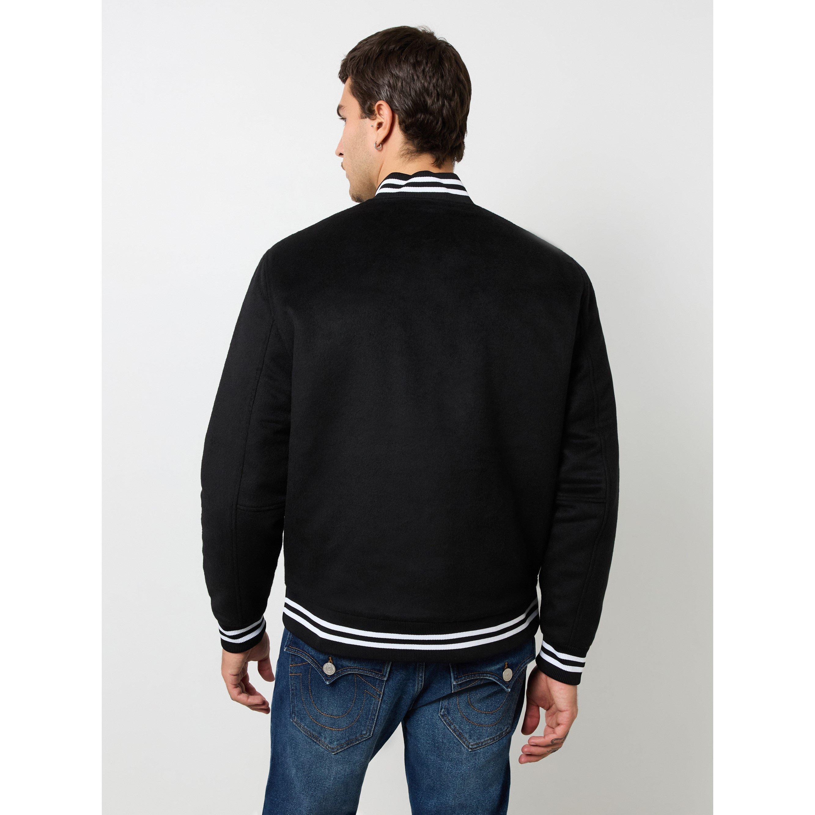 Zwart - True Religion - Wool Horseshoe Bomber Jacket - 2