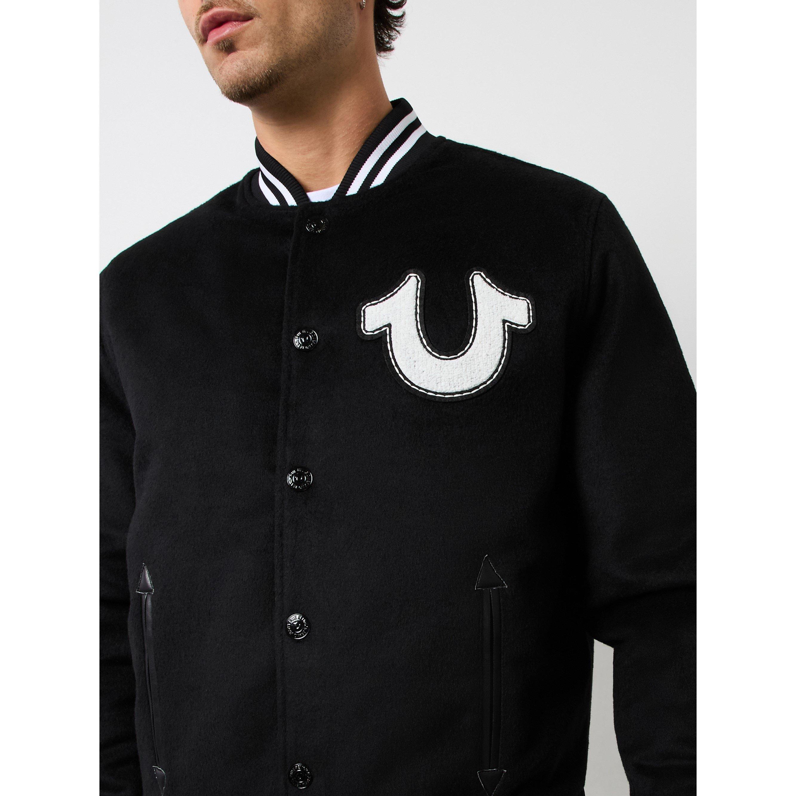 Zwart - True Religion - Wool Horseshoe Bomber Jacket - 3