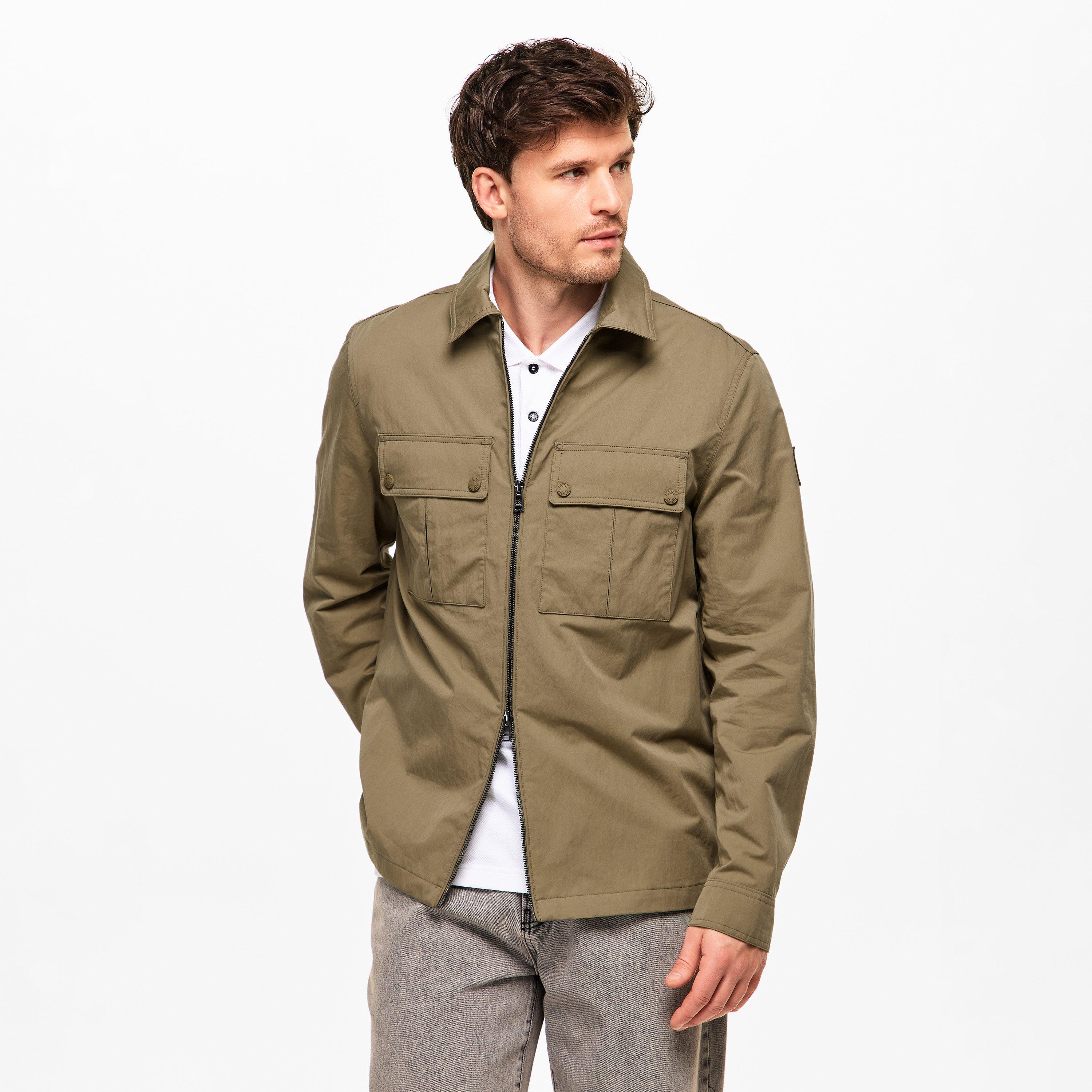 Fatigue Green - Belstaff - Men's Stride Zip Collar Long Sleeve Overshirt - 3