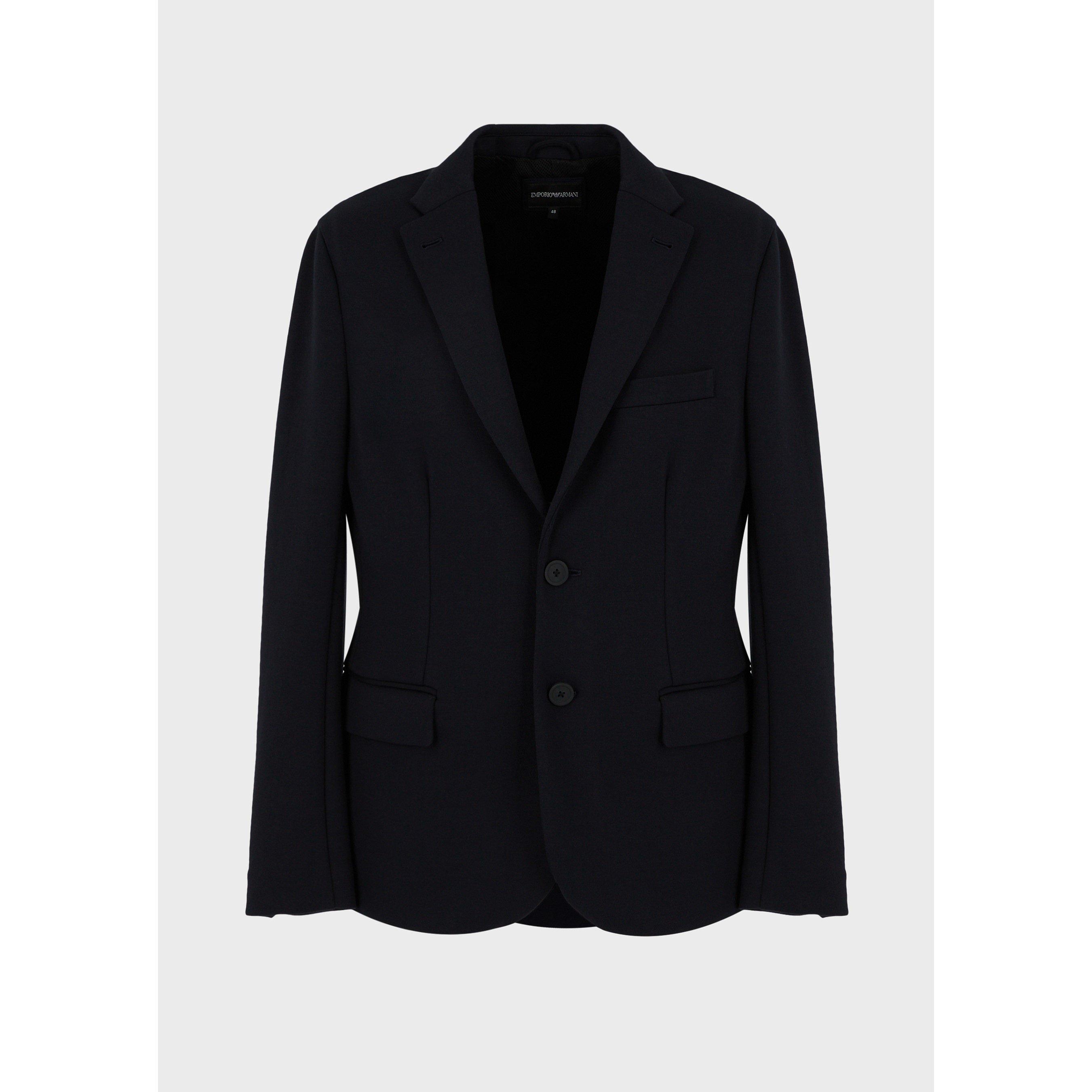 Navy - Emporio Armani - Men's Designer Button Structured Fit Blazer - 1