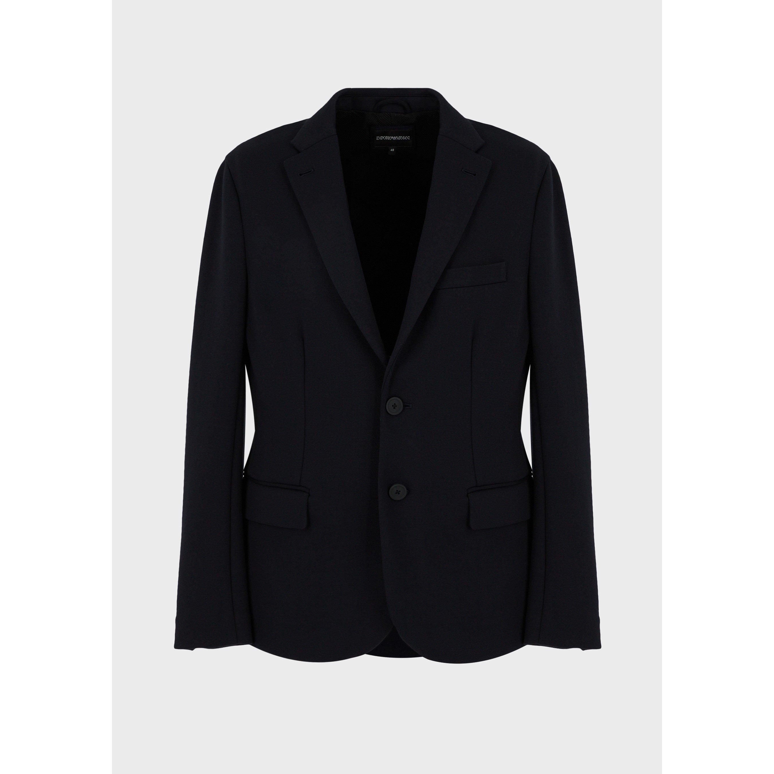 Navy - Emporio Armani - Men's  Designer Button Structured Fit Blazer - 3
