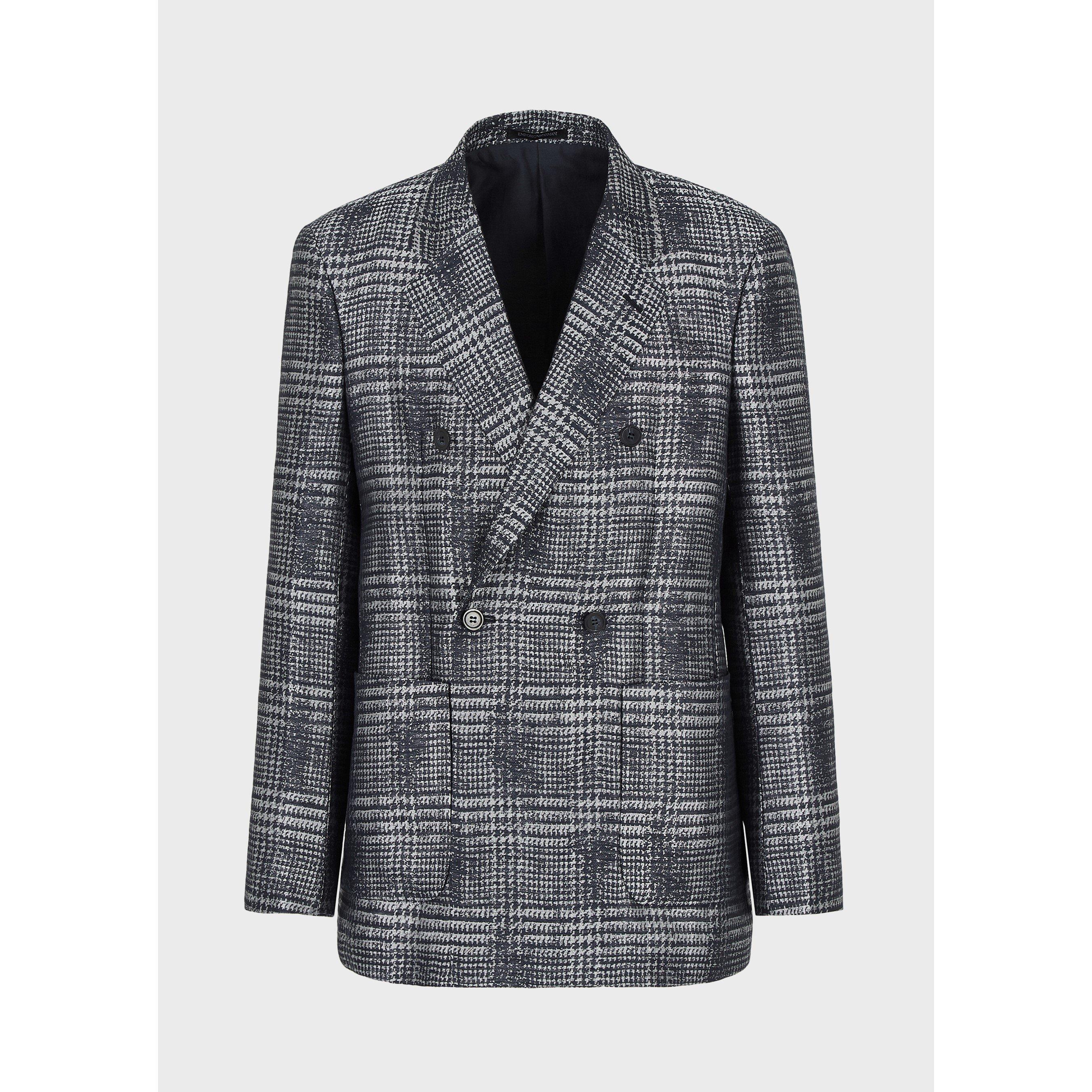 Grey Multi - Emporio Armani - Men's Check Plaid Tailored Fit Blazer - 3