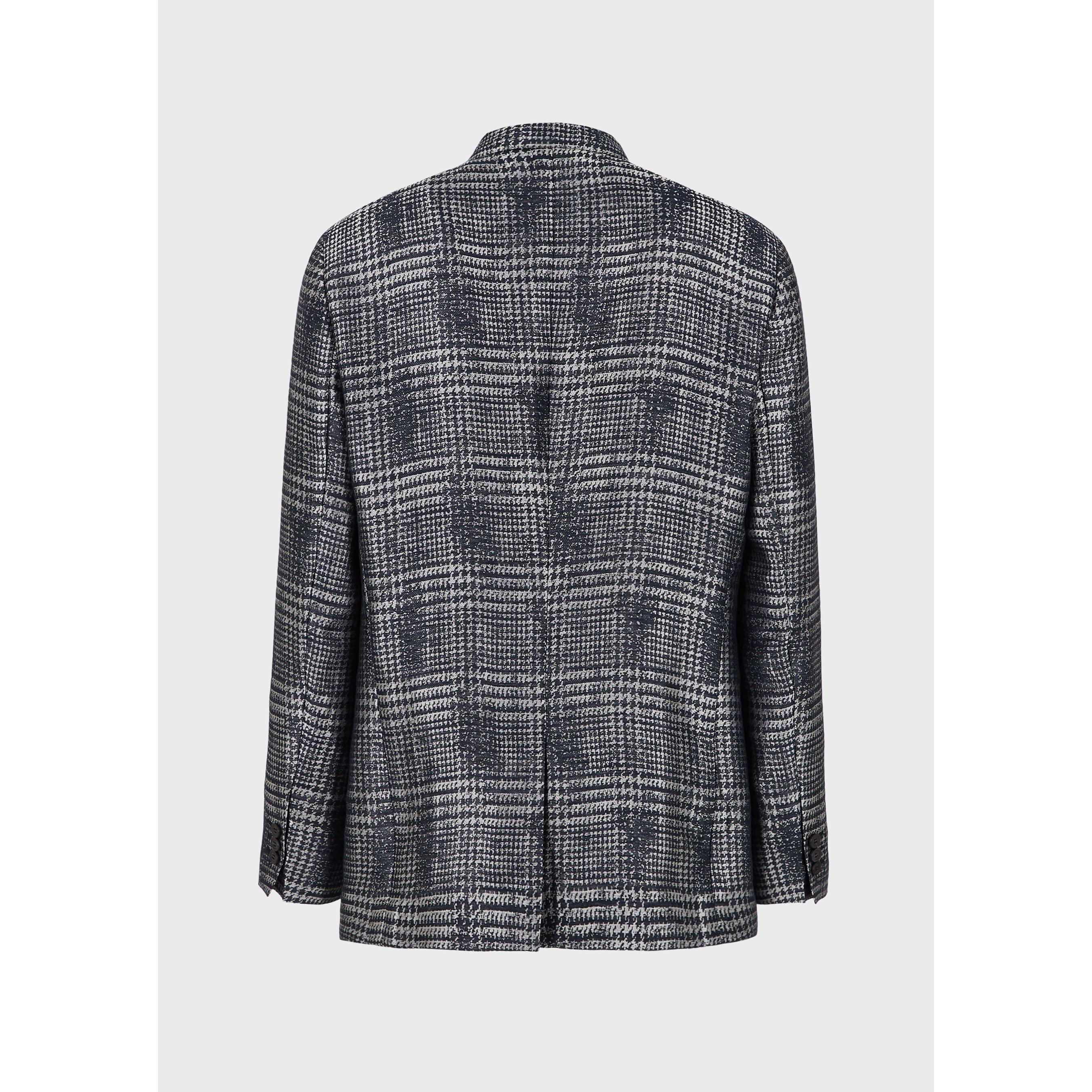 Grey Multi - Emporio Armani - Men's Check Plaid Tailored Fit Blazer - 4