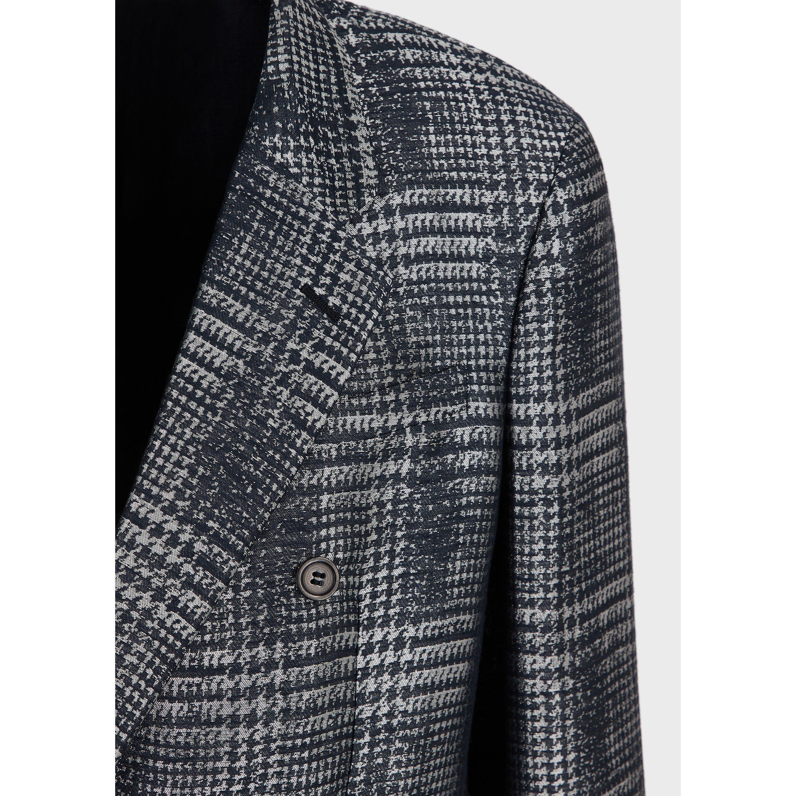 Grey Multi - Emporio Armani - Men's Check Plaid Tailored Fit Blazer - 2